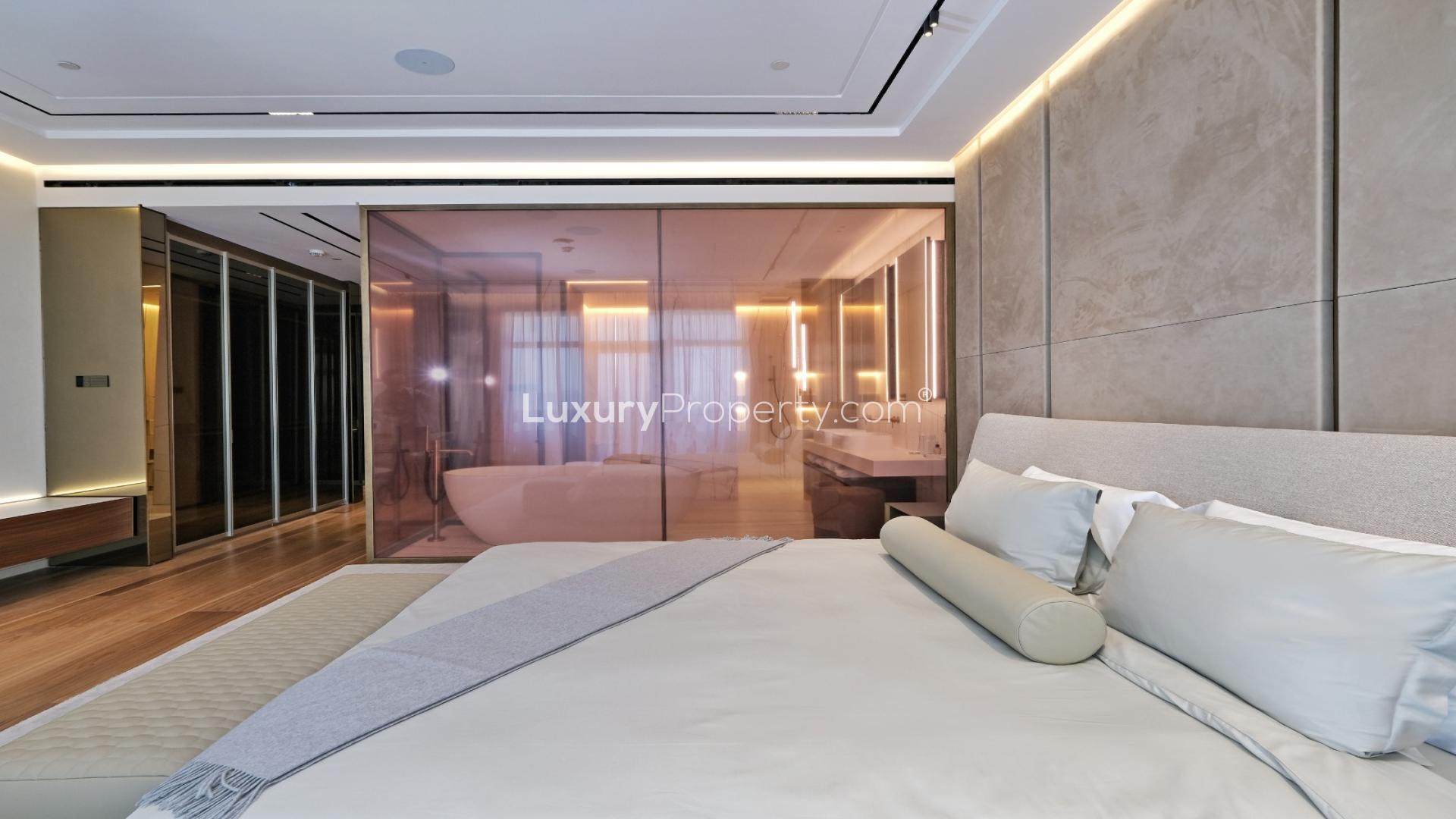 Luxurious bedroom in Raffles Residences, Palm Jumeirah apartment for sale, 2-bedroom, 3-bathrooms