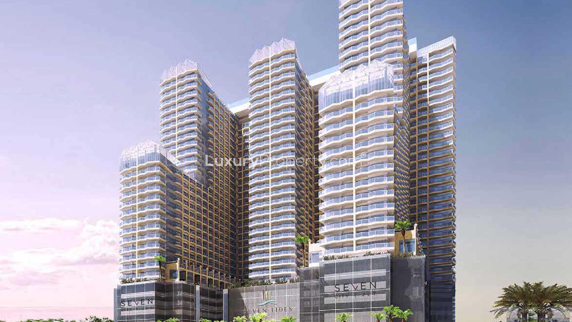 Modern living room in spacious apartment, Se7en City JLT, Jumeirah Lake Towers, Dubai