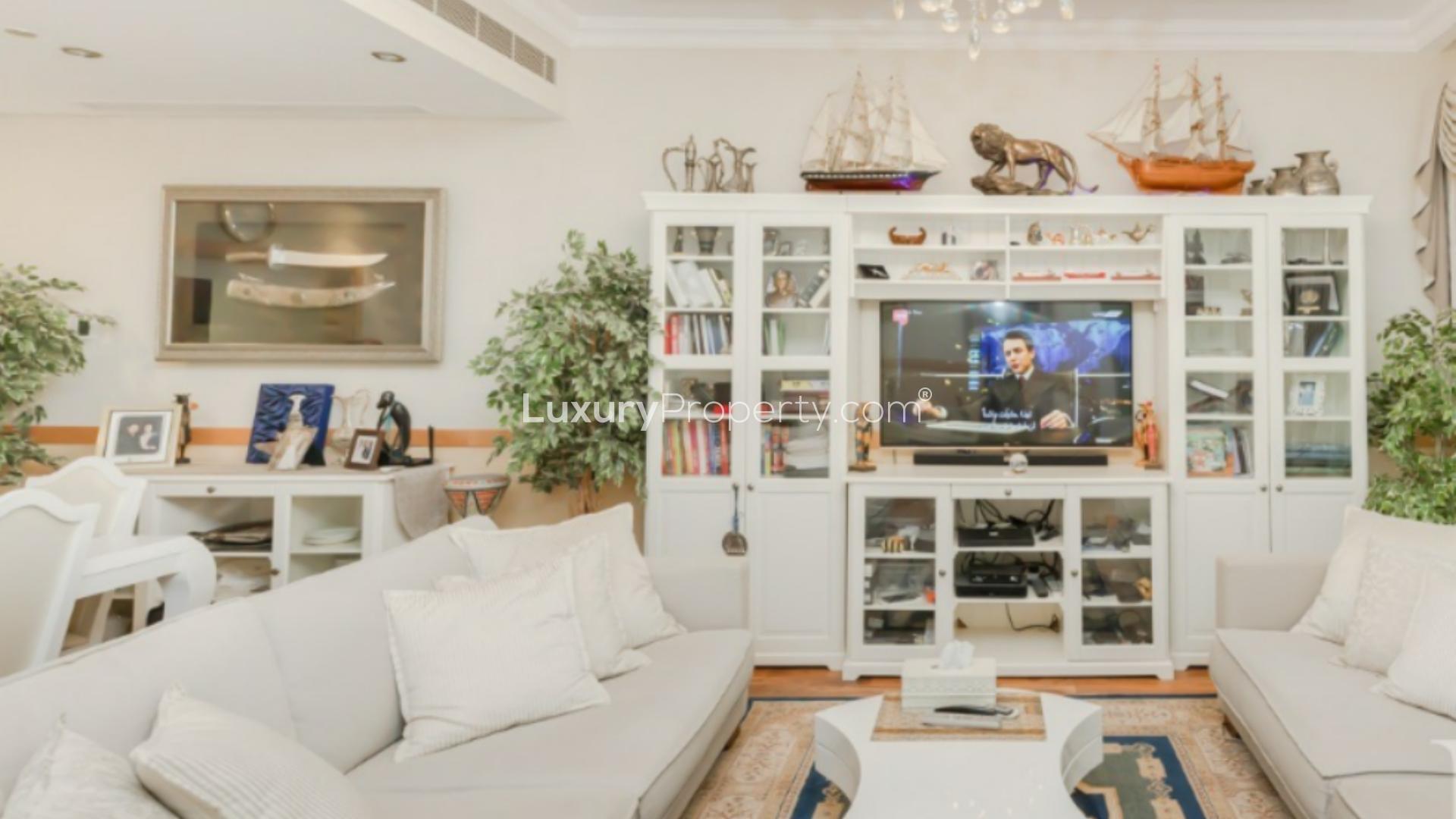 Elegant living room in Shoreline Apartment, Palm Jumeirah with stylish decor and natural light