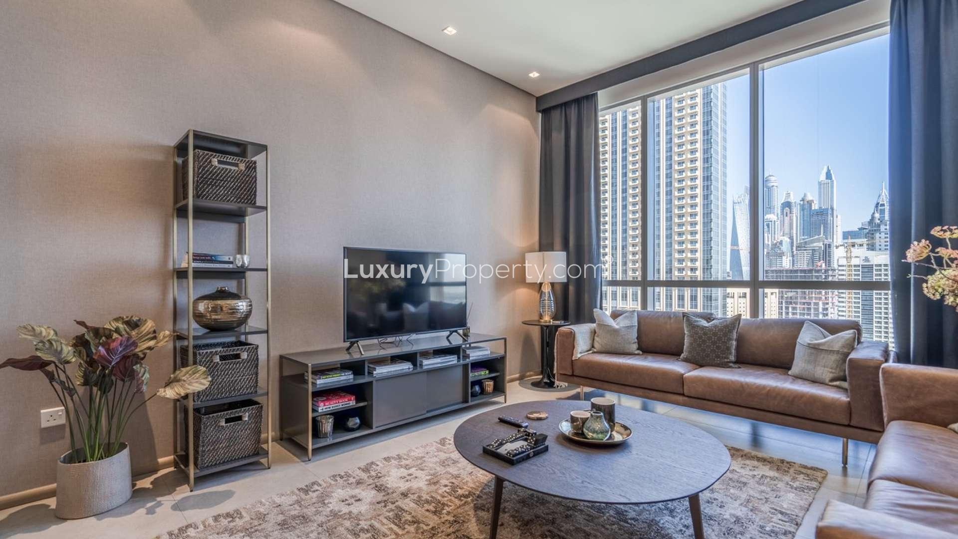 Modern bathroom in eco-friendly one-bedroom apartment, Signature Livings, Jumeirah Village Circle