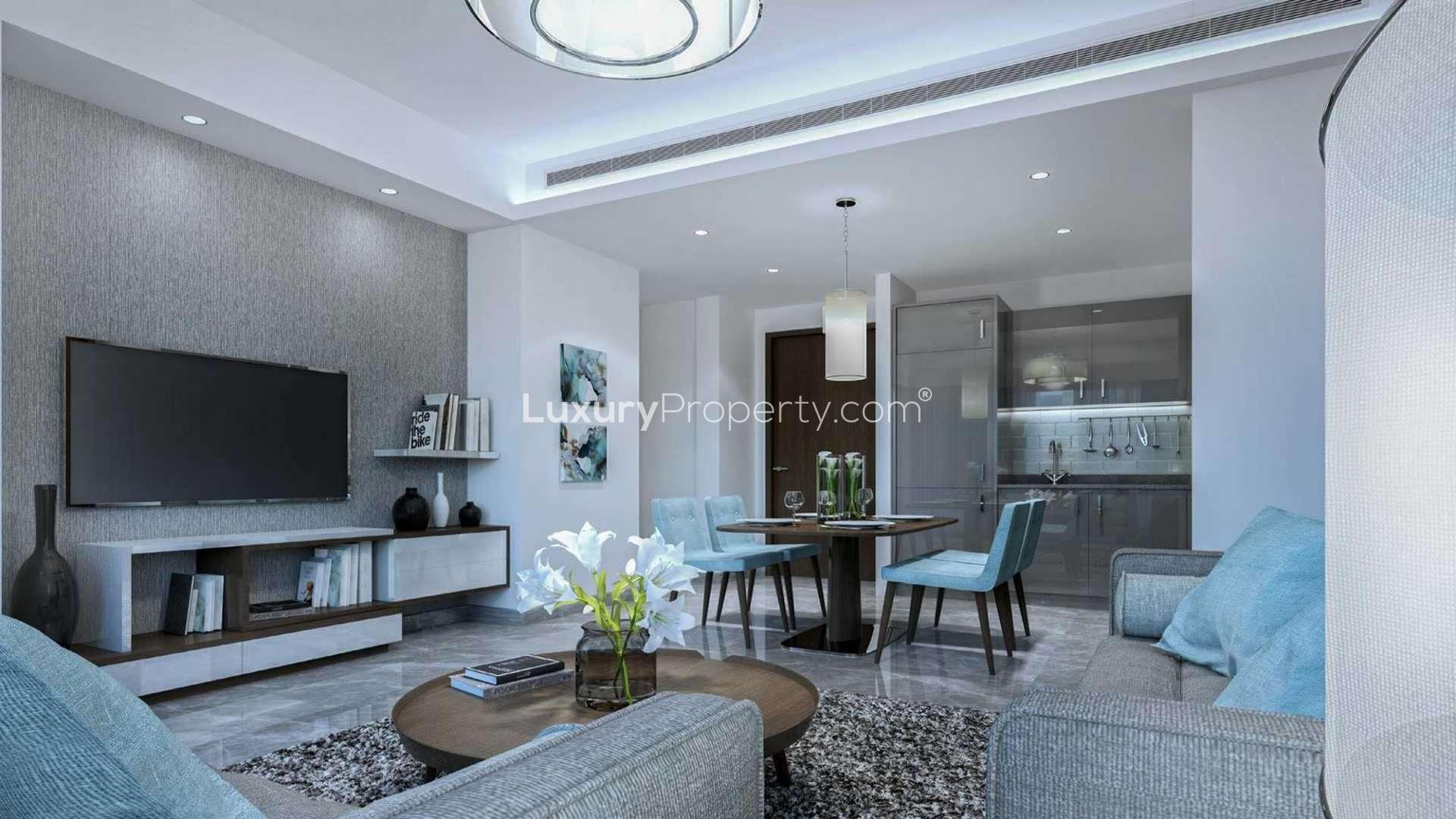 Modern dining area in Sobha Creek Vista apartment, featuring elegant decor and chic lighting