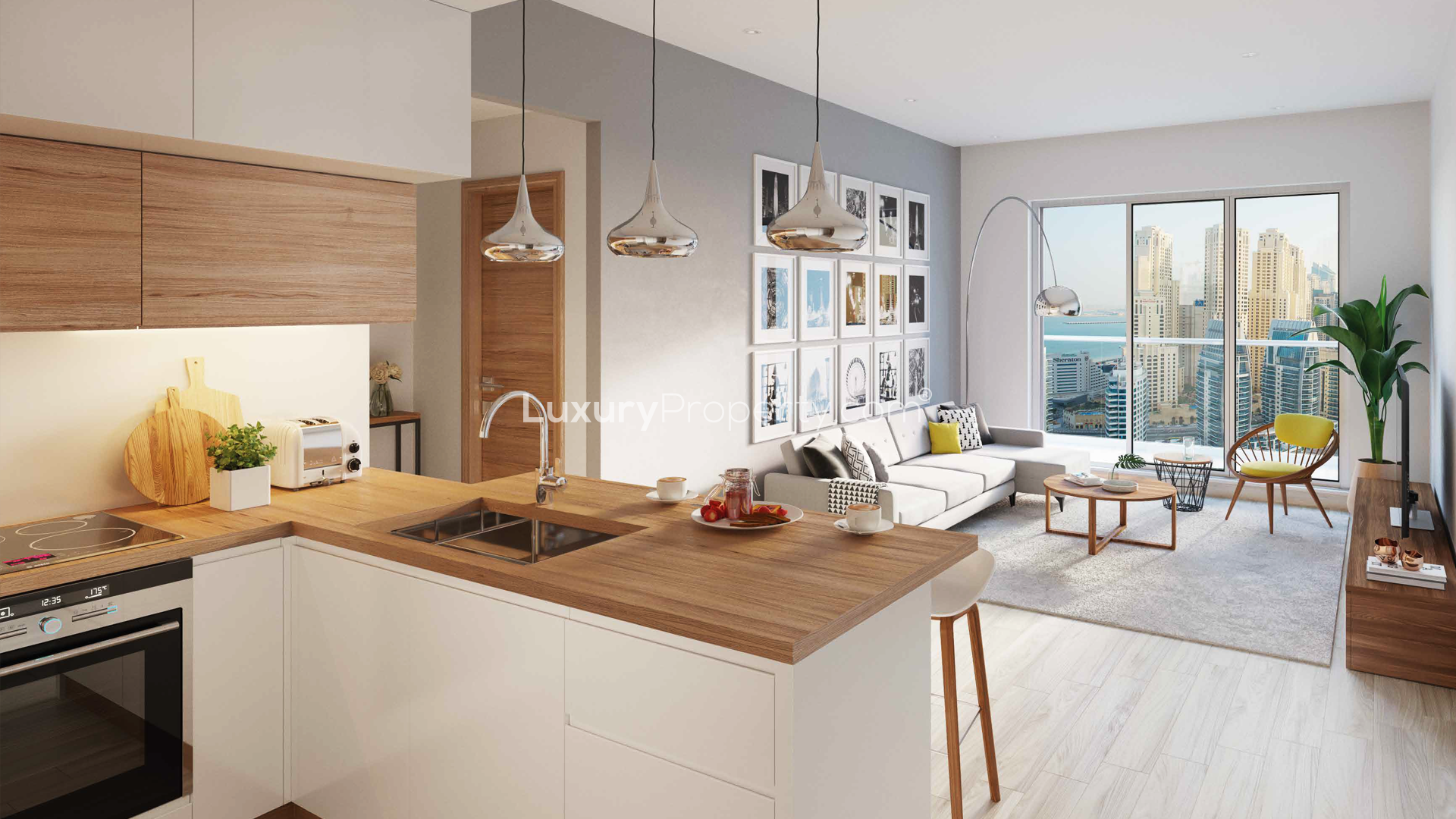 Modern gym in Studio One apartment, Dubai Marina, featuring state-of-the-art fitness equipment