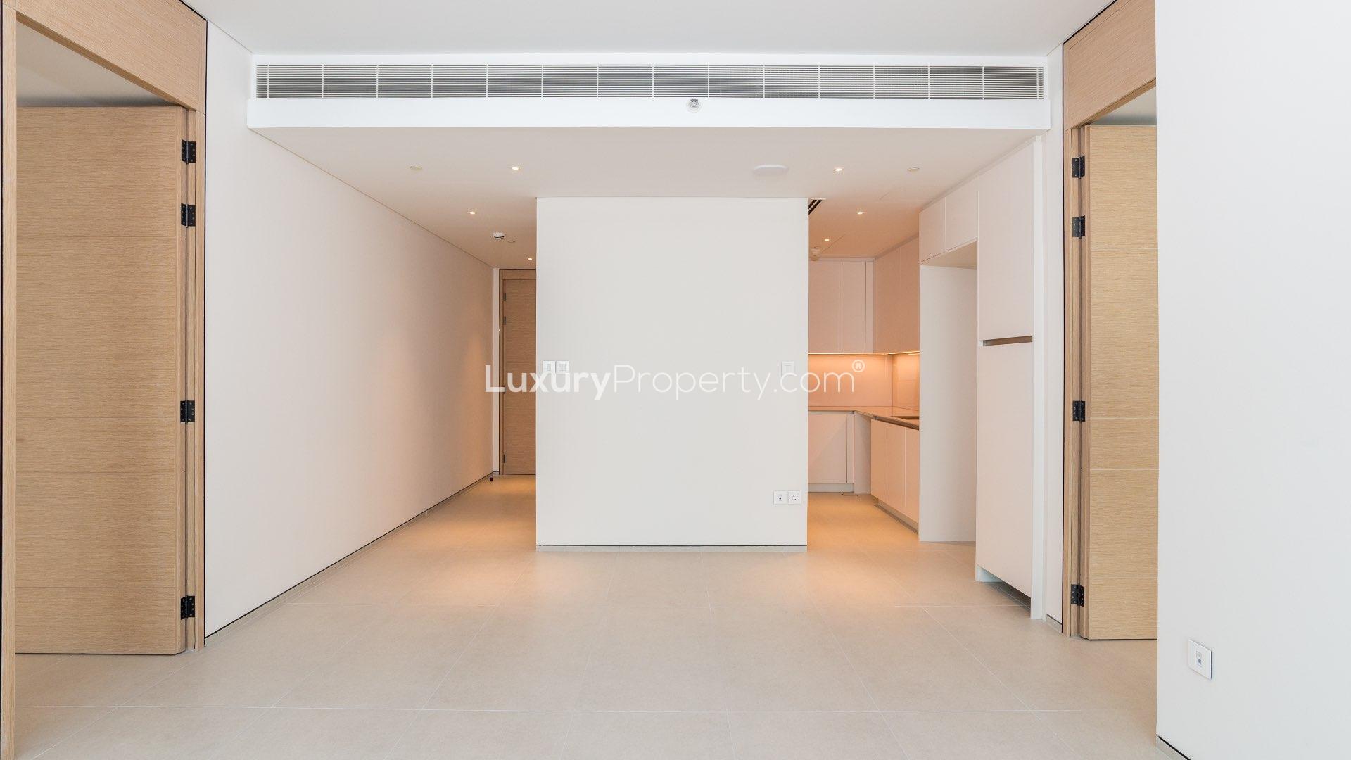 Empty living area in JBR apartment at The Address Jumeirah Resort and Spa