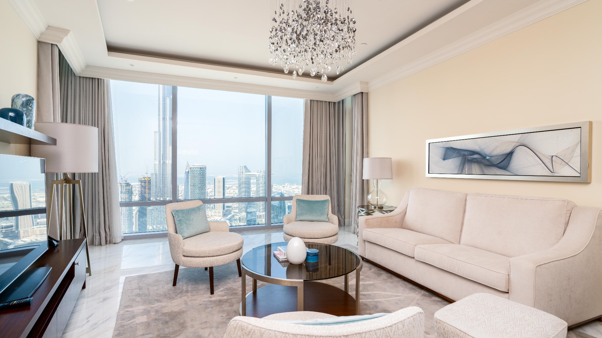 High-floor bedroom with stunning Downtown Dubai views, The Address Residence Fountain Views apartment