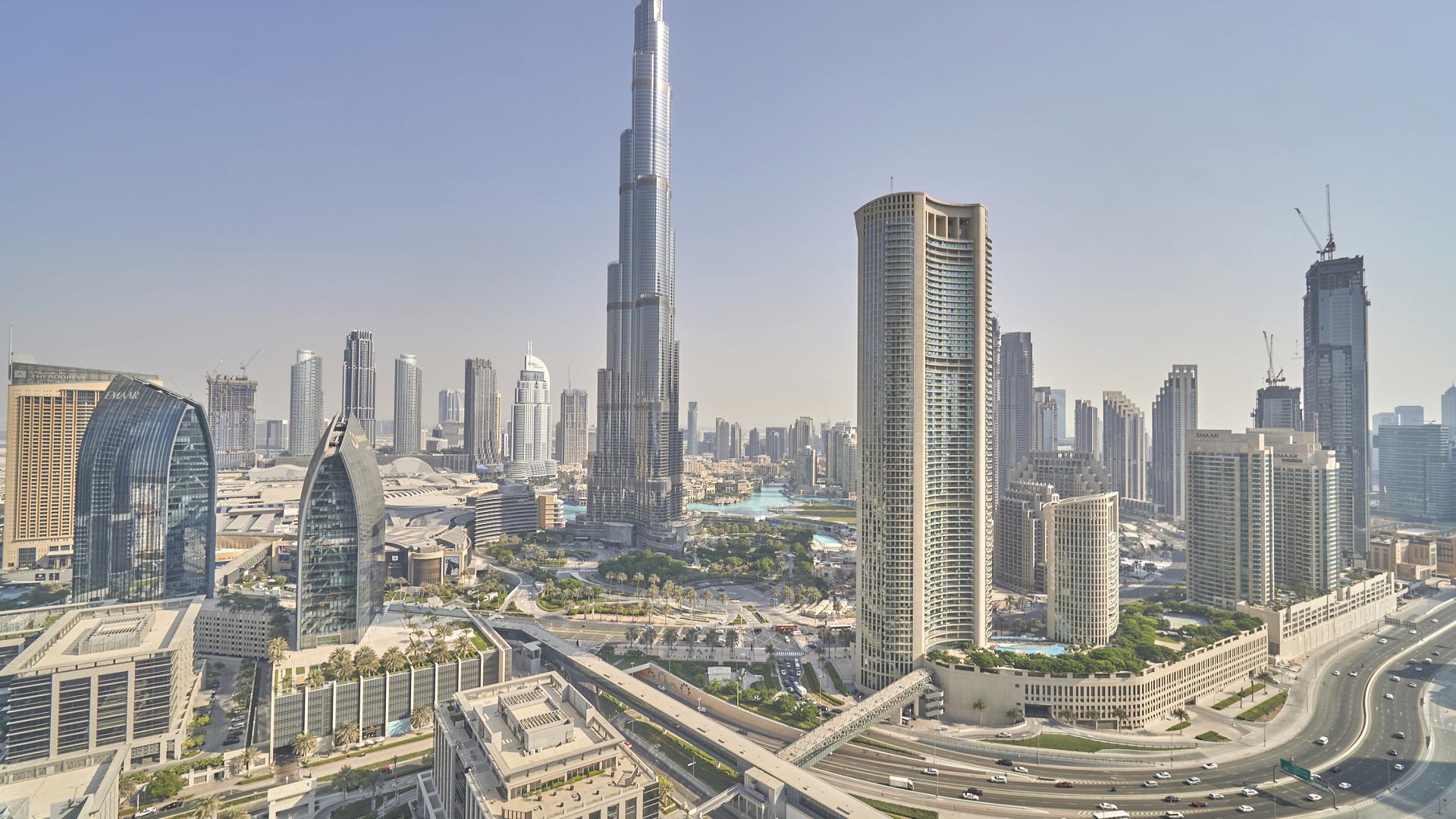 Luxurious living room in 2-bedroom apartment, Address Sky View, Downtown Dubai, with city views