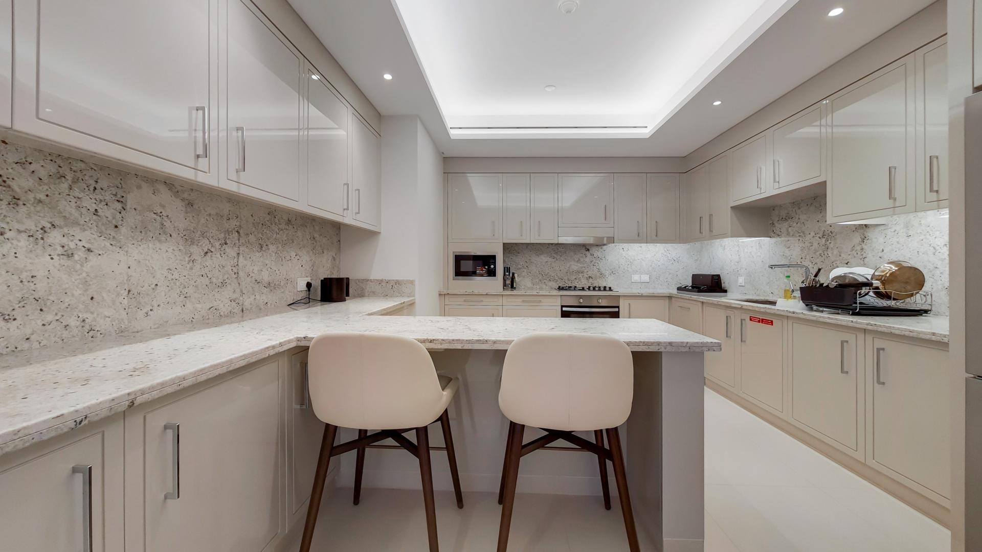 Modern living room in luxury Downtown Dubai apartment, Address Sky View Towers, high floor