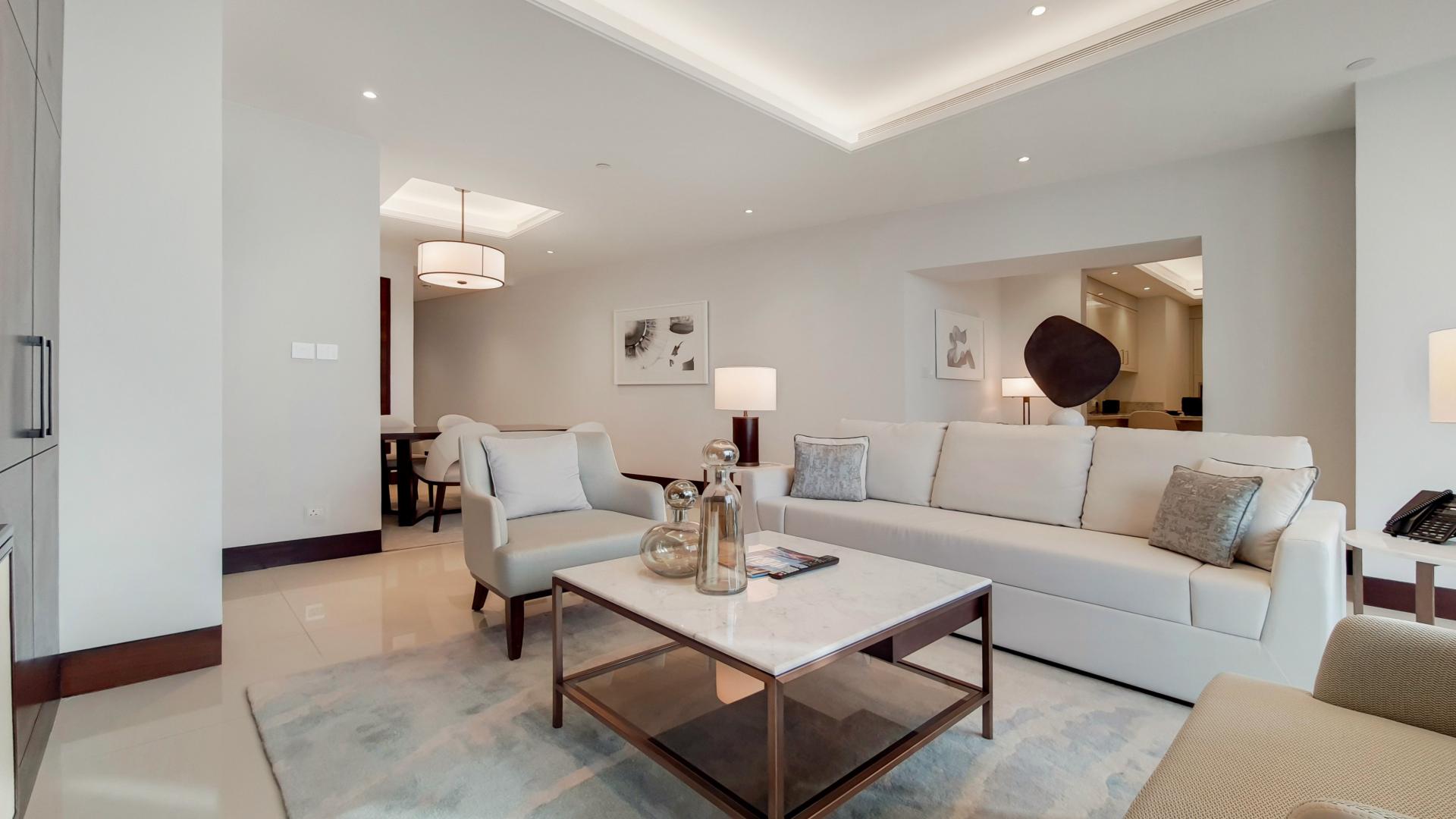 Luxury living room with sea view in Downtown Dubai apartment, The Address Sky View Towers