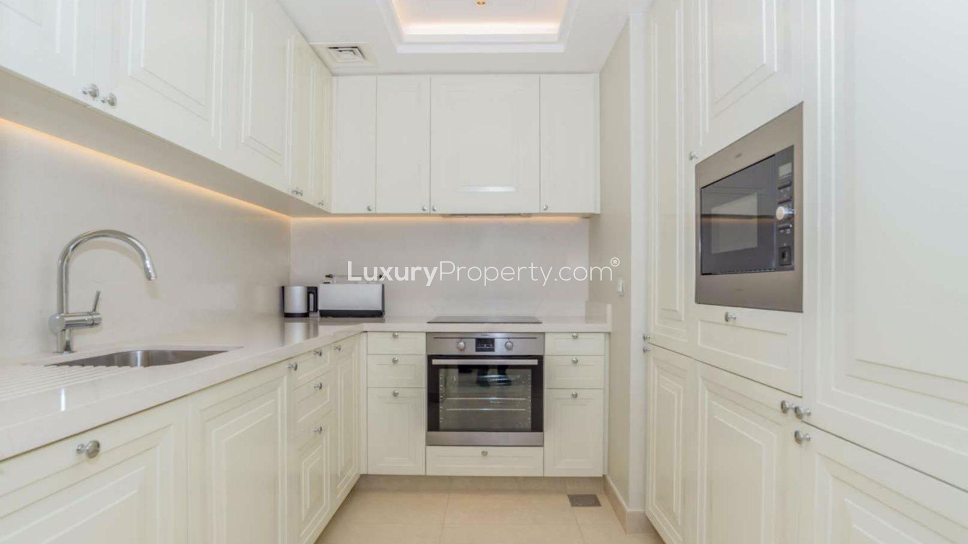 Furnished living room in one-bedroom apartment, The Address The BLVD, Downtown Dubai