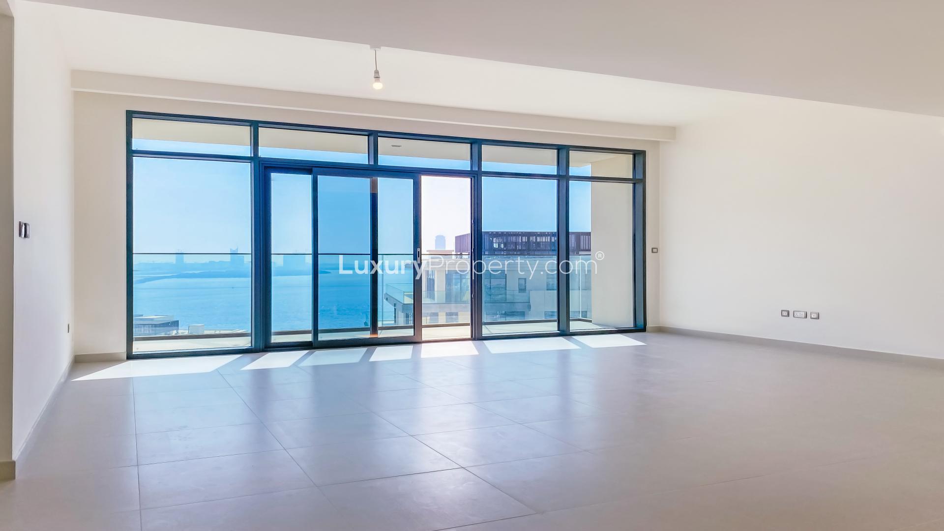Modern apartment buildings with sea view in The Cove, Dubai Creek Harbour