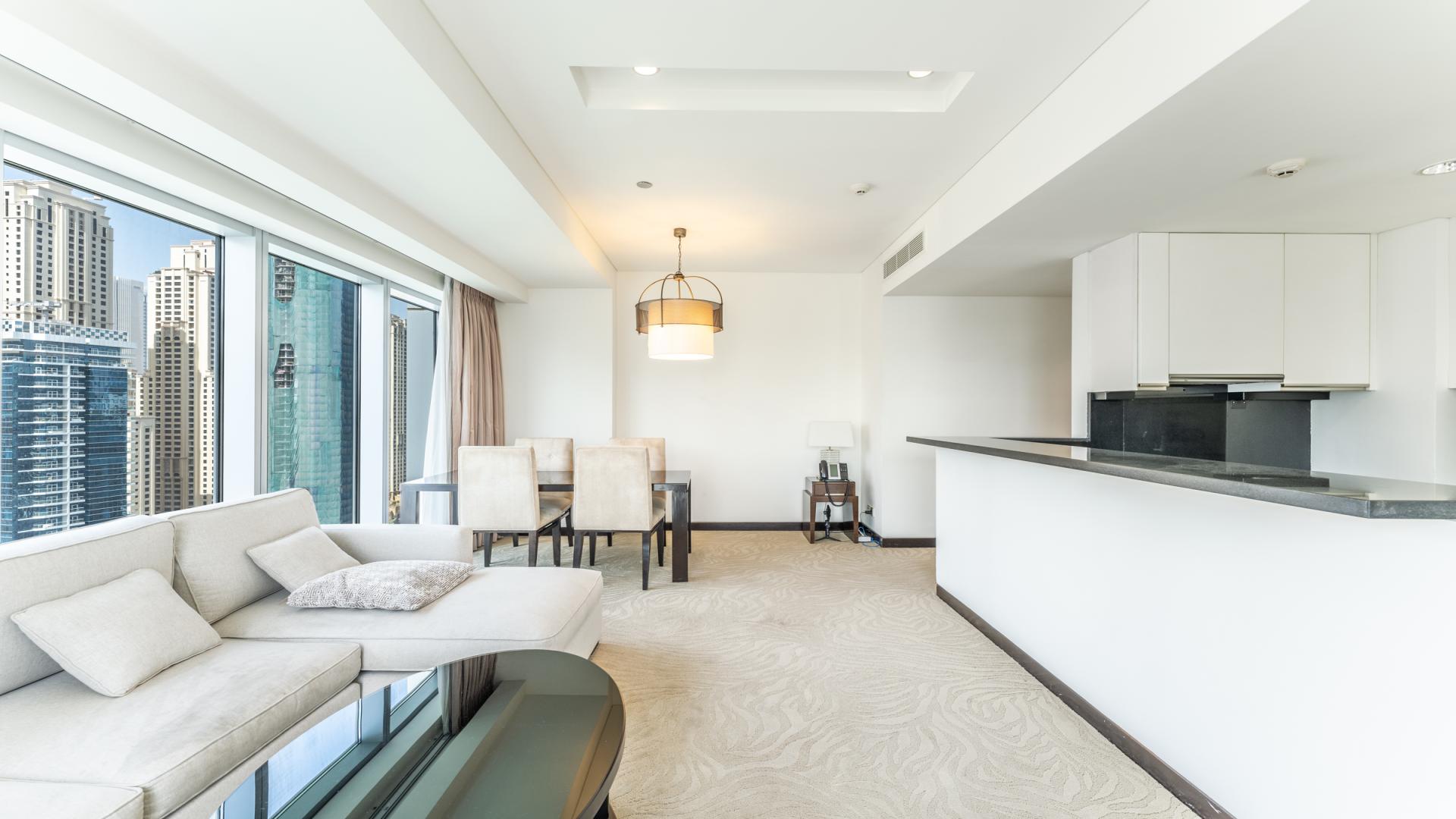Luxurious living room with marina view in 2-bedroom apartment, The Address Dubai Marina