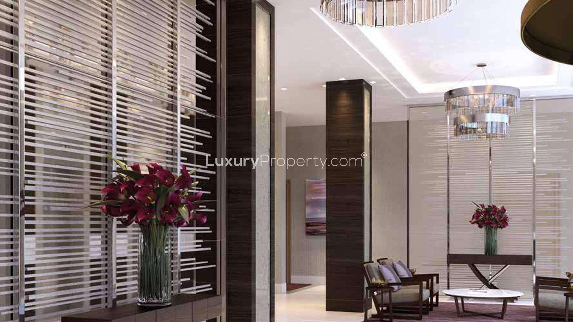 Luxurious living room in two-bedroom apartment, The Cityhouse Collection, Kensington Row, for sale