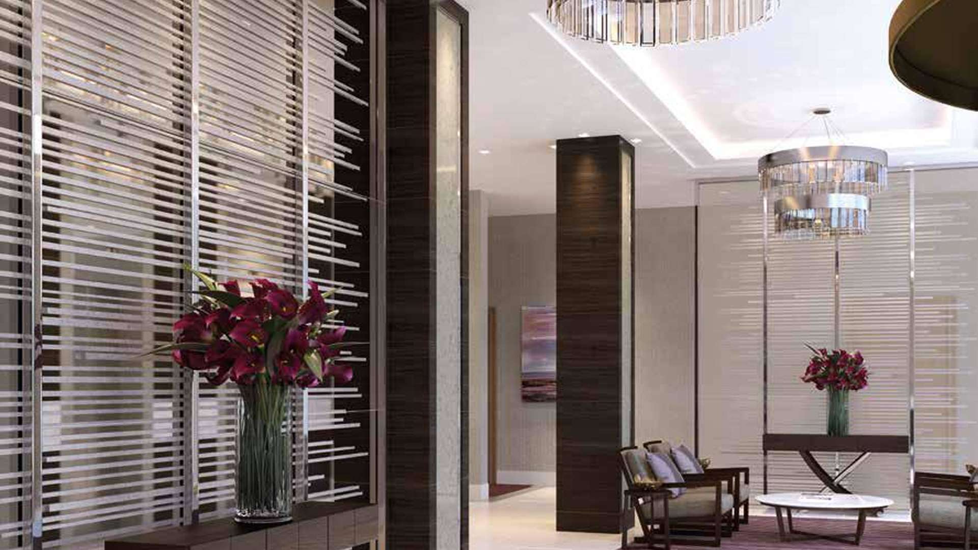 Lobby of Thomas Earle House apartment in Kensington, luxurious modern design, United Kingdom