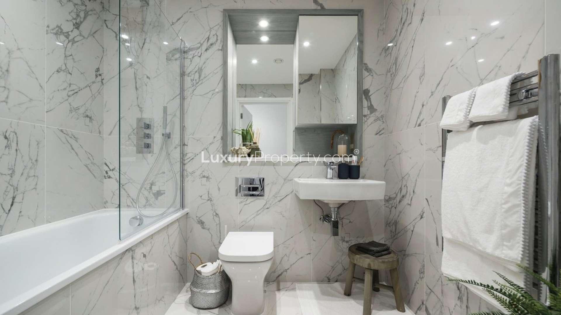 Elegant bedroom in 2-bedroom duplex apartment, Timber Yard, Birmingham. Stylish decor and natural light