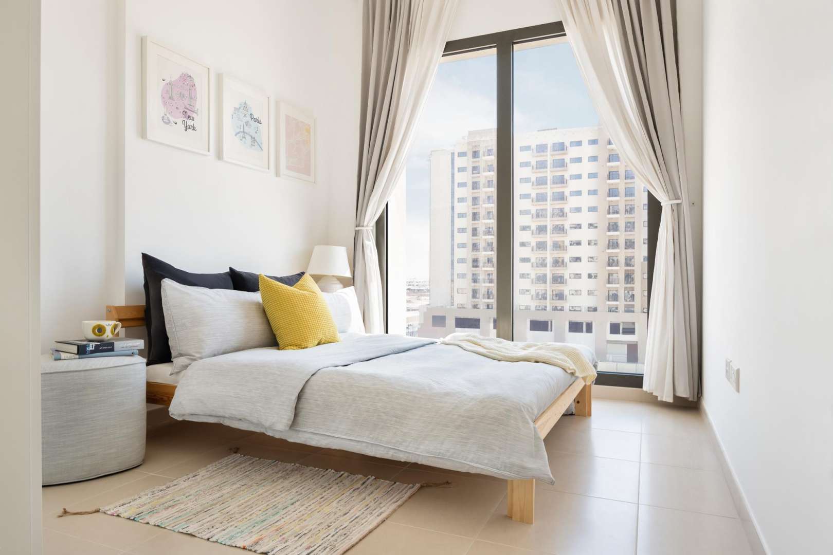 Modern living room in 1-bedroom apartment, UNA Apartments, Dubai Town Square, cozy interior design