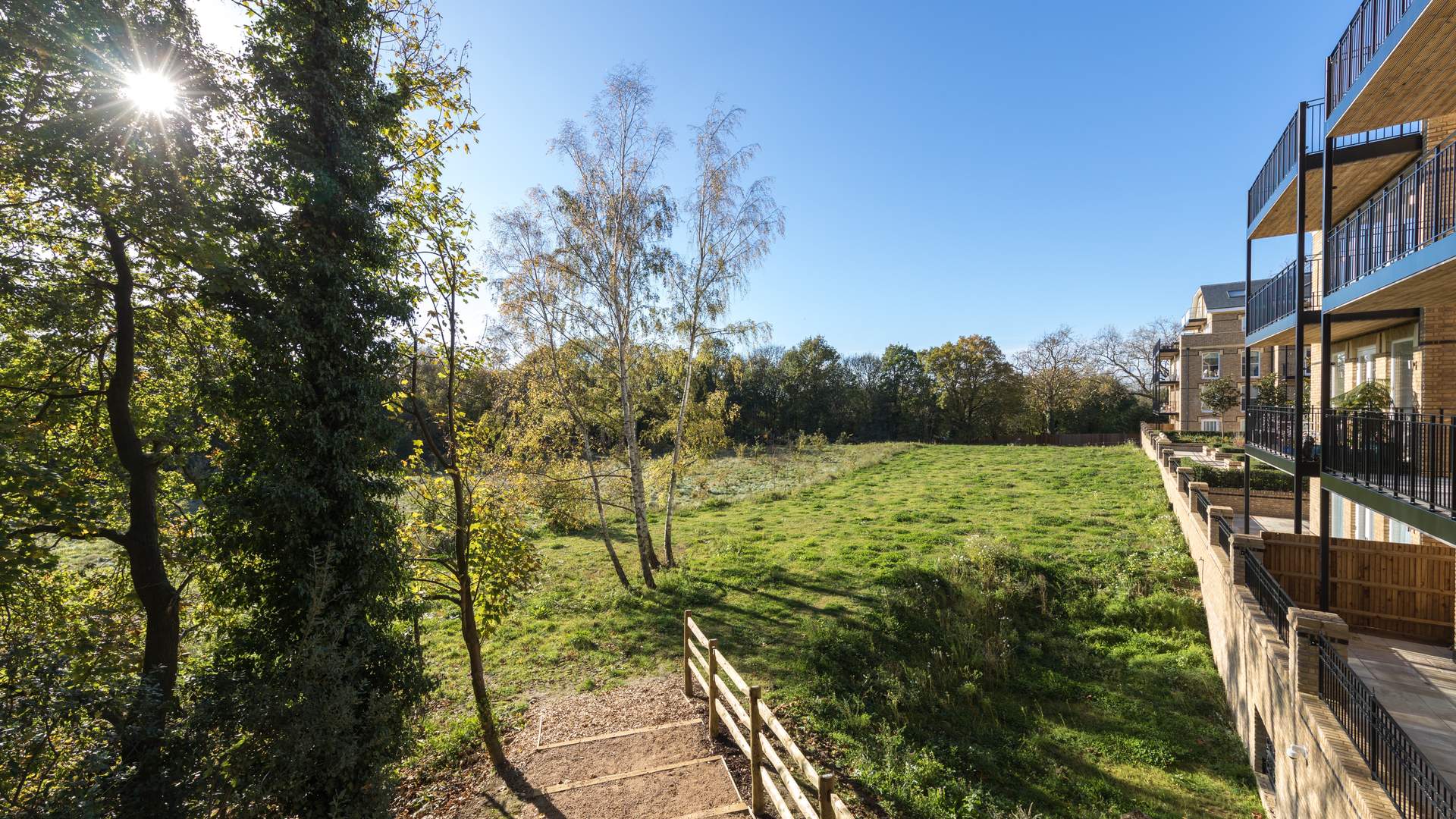 Modern bathroom in three-bedroom duplex apartment, Atkinson House, Wimbledon Hill Park, London