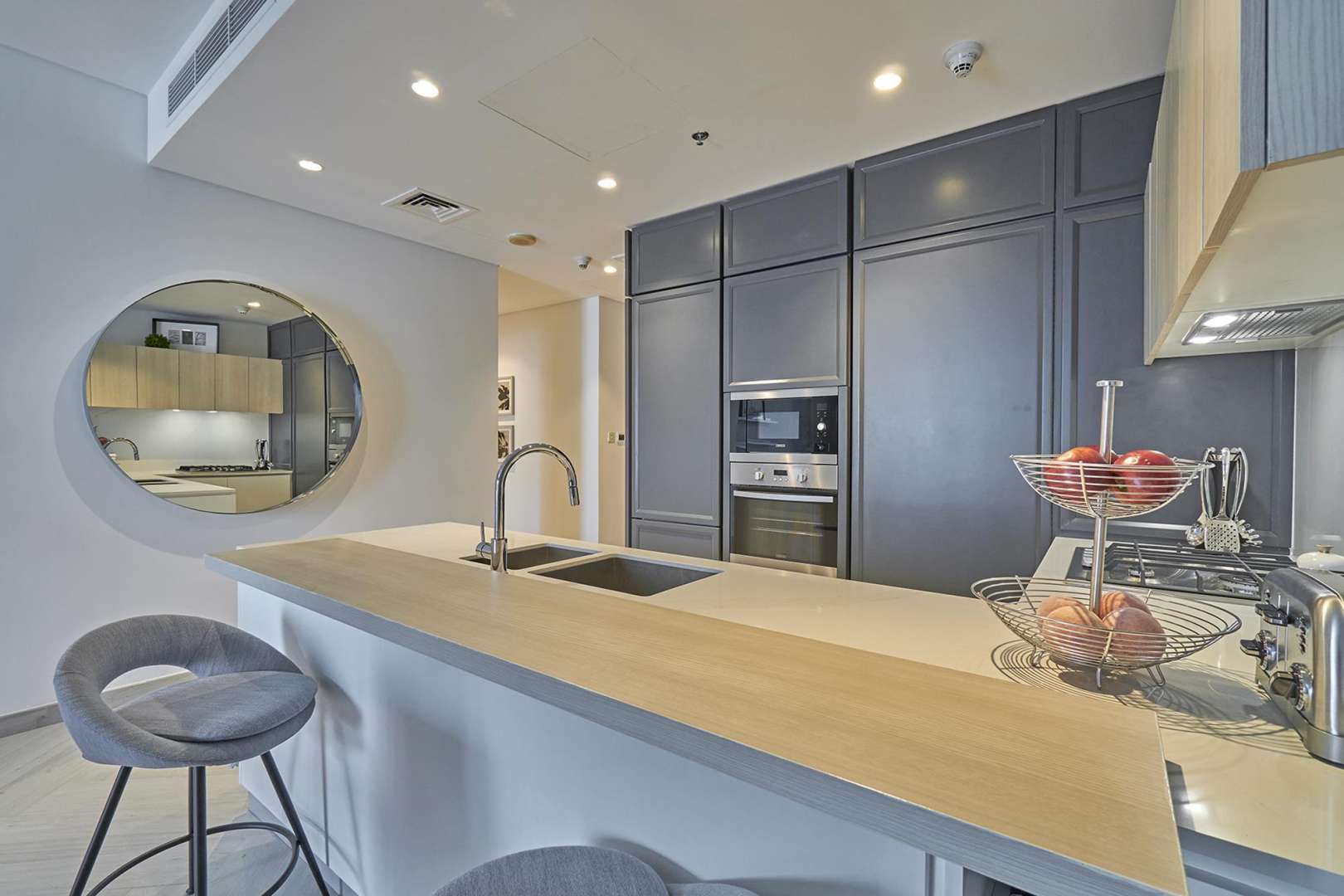 Modern kitchen in Wilton Terraces 1 apartment, Mohammed Bin Rashid City, with sleek design