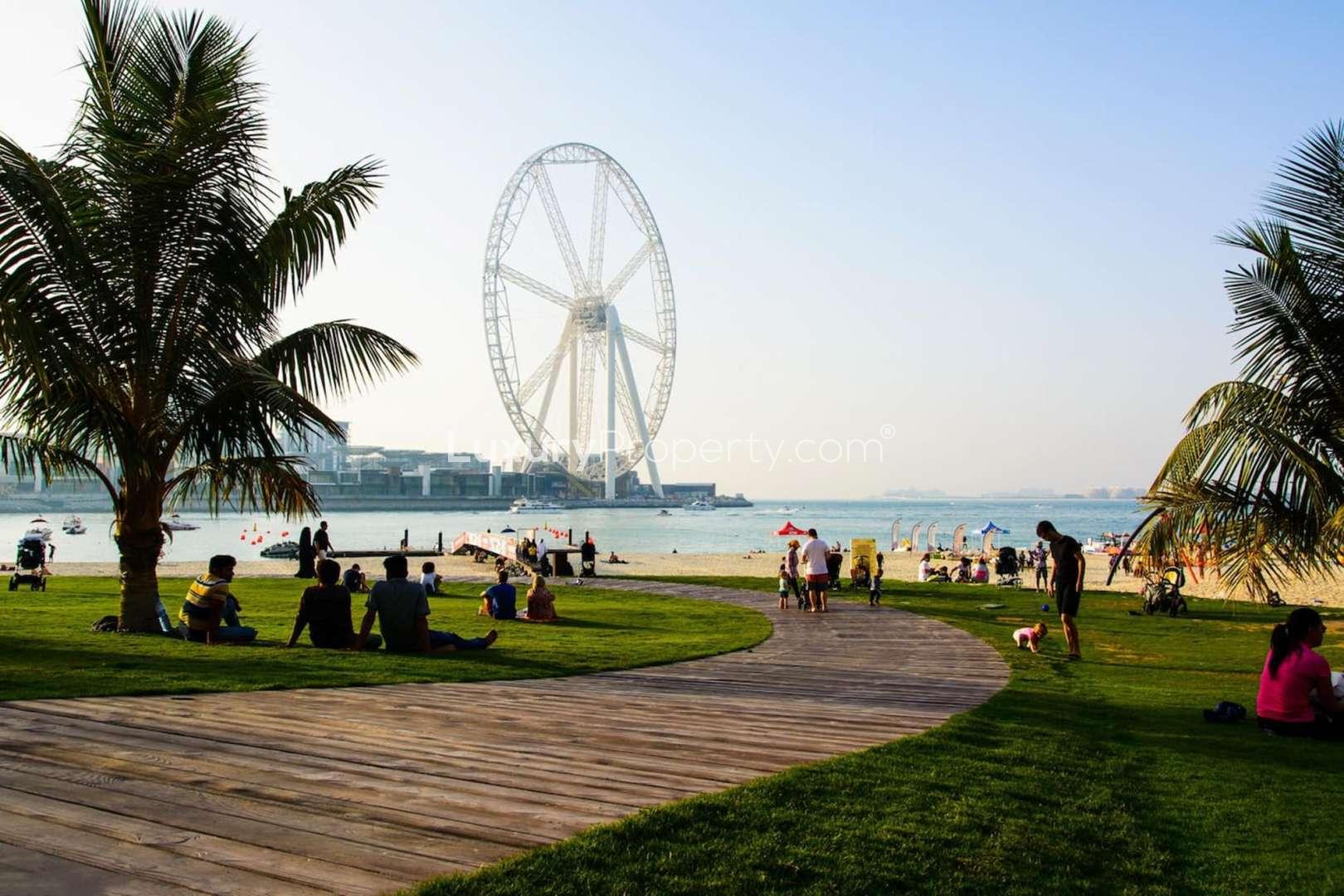 Modern living room in Sparkle Towers apartment with marina view, Dubai Marina