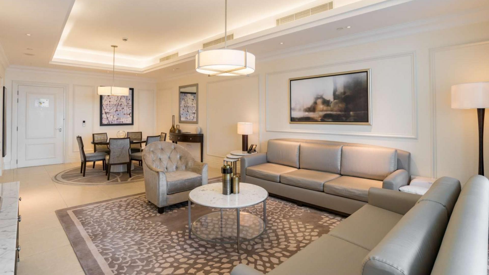 Luxurious living room in two-bedroom apartment, The Address BLVD, Downtown Dubai, for rent
