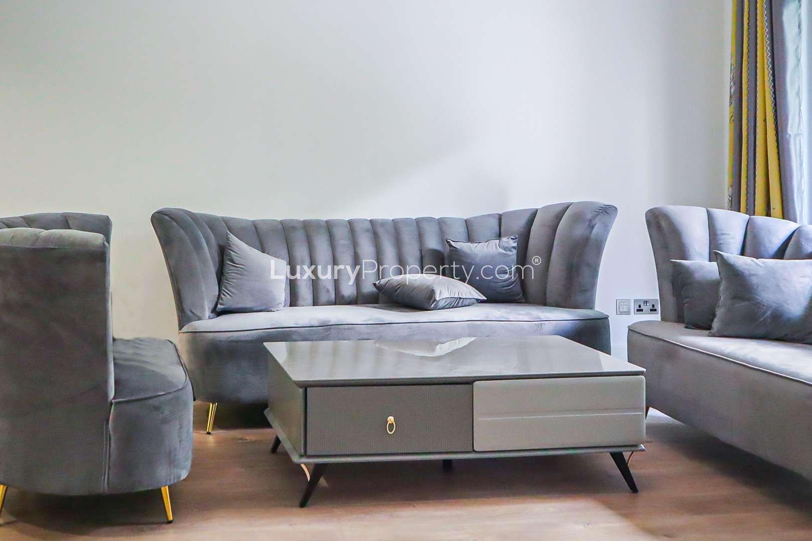 Lush garden view of Zaafran apartment for rent in Old Town, 2-bedroom property