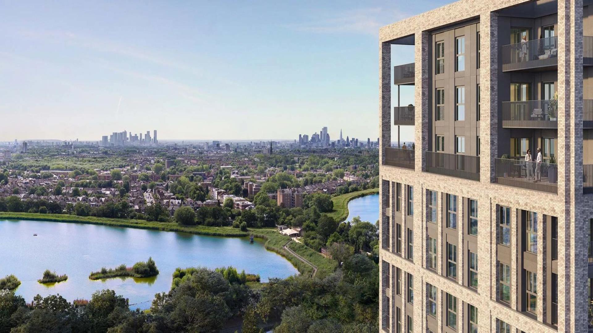 Modern kitchen in two-bedroom penthouse for sale, Woodberry Down, London