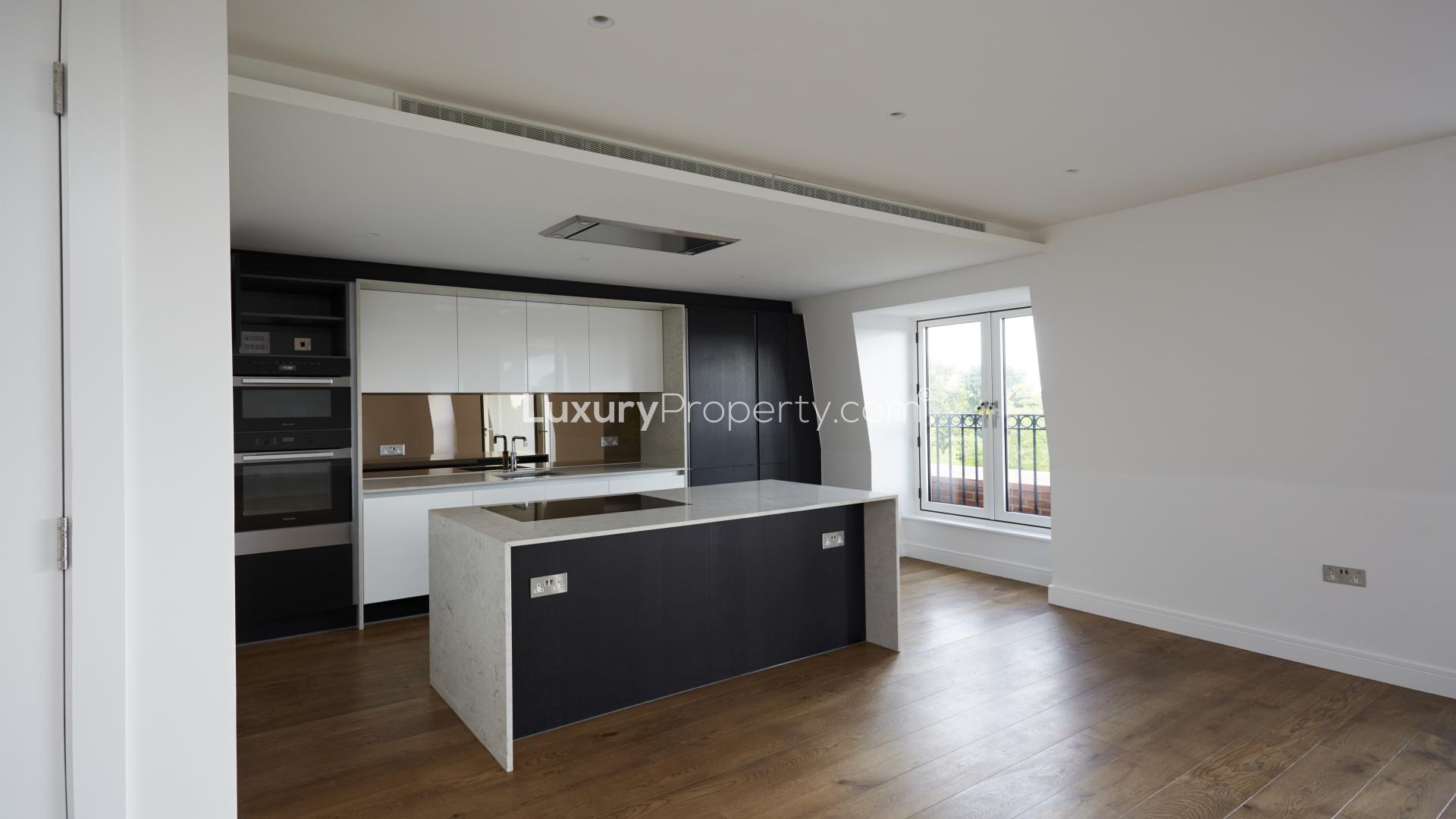 Luxurious Elie Saab Penthouse view overlooking lush Hyde Park greenery, London skyline visible