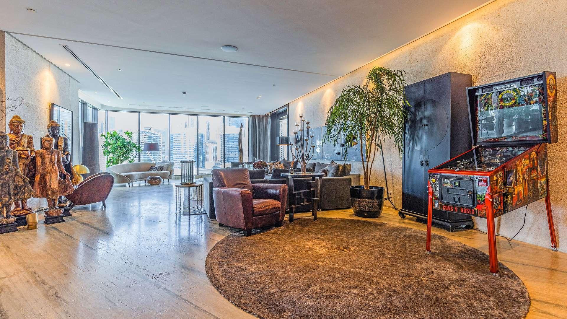 Luxurious penthouse living room with canal view in Volante, Business Bay