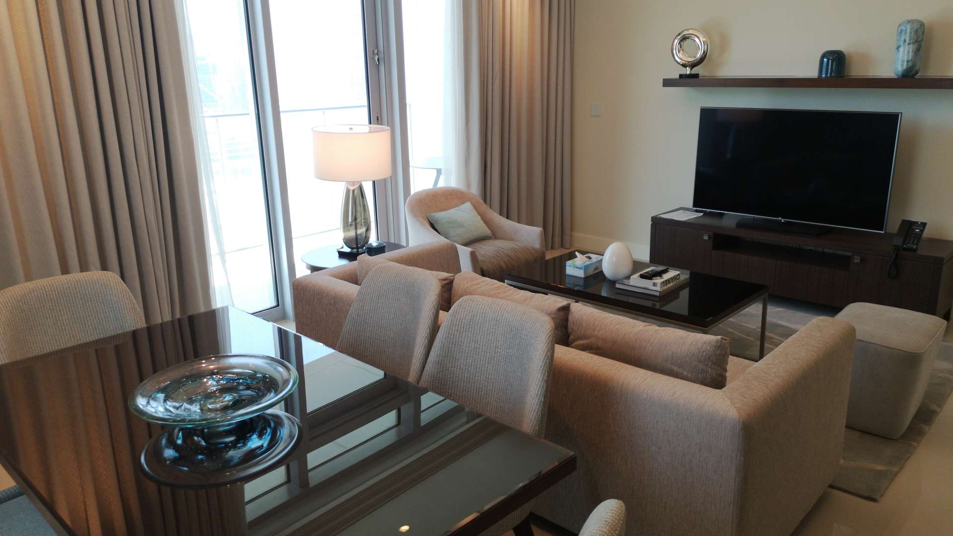 Luxurious bathroom in 2-bedroom apartment, Address Fountain Views, Downtown Dubai for rent