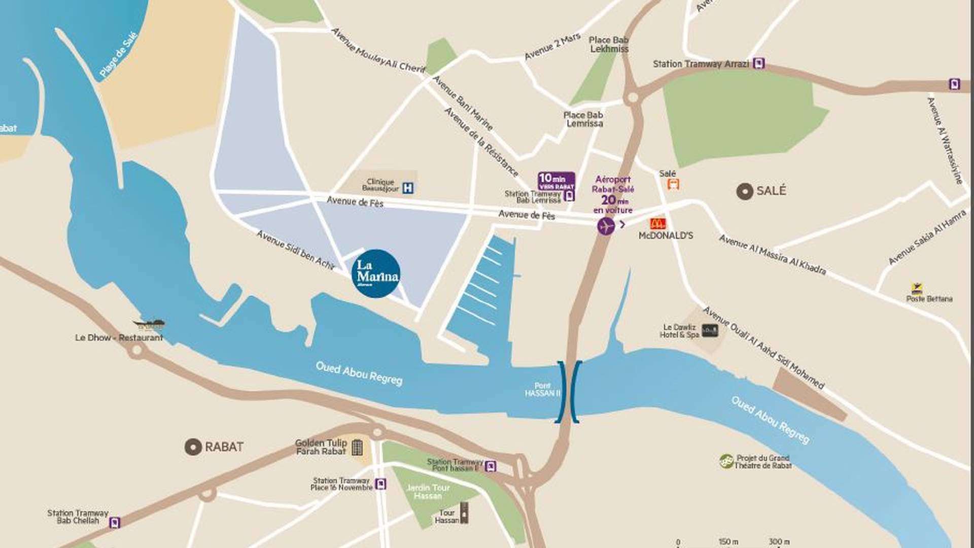 Luxurious living room in Fairmont Residences La Marina, Rabat, Morocco with elegant decor