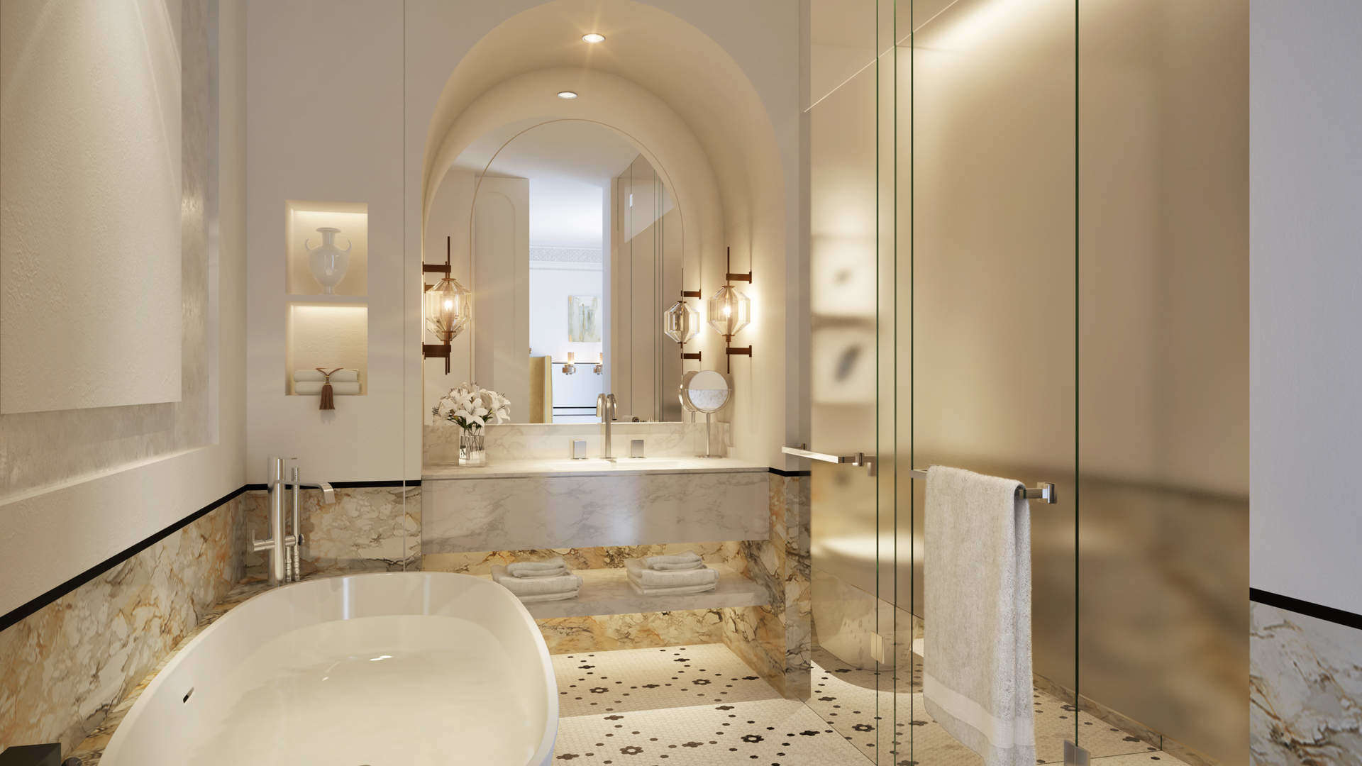 Exterior view of Fairmont Residences La Marina, Rabat Sale, featuring modern architecture and landscaping