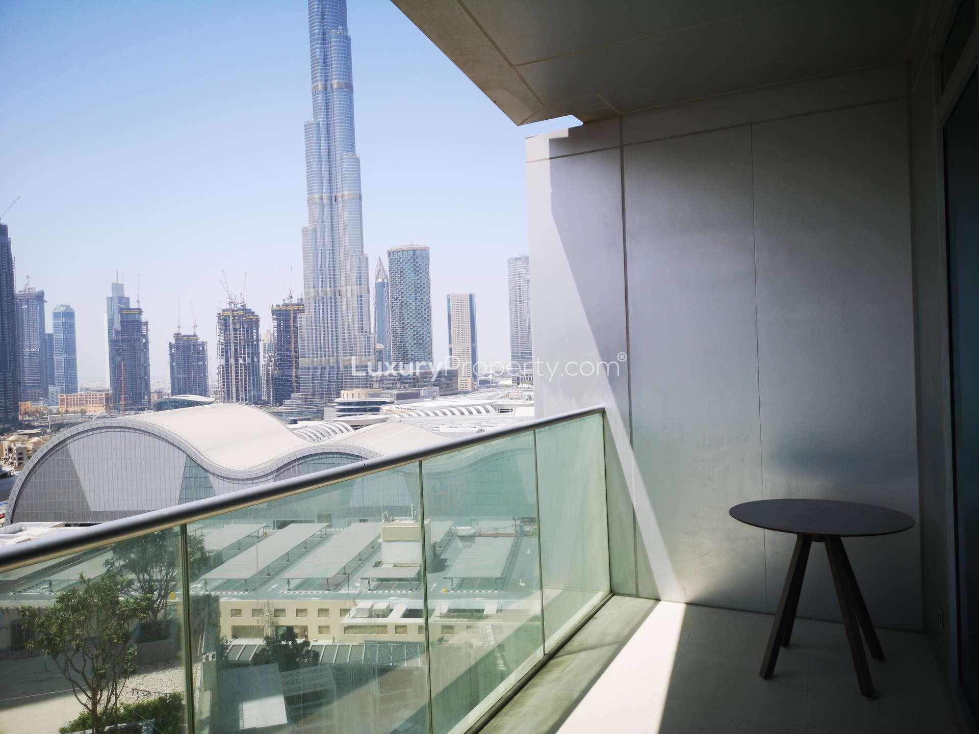 Luxurious bathroom in two-bedroom apartment at The Address Residences Fountain Views, Downtown Dubai