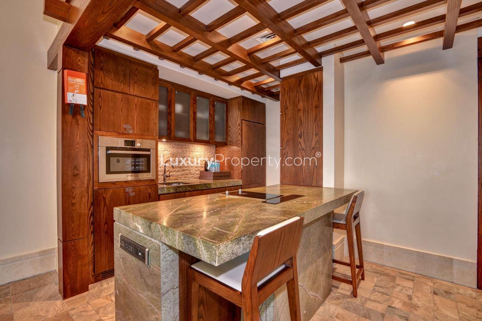 Luxurious living room in Sofitel The Palm serviced residence, Palm Jumeirah, with sea view