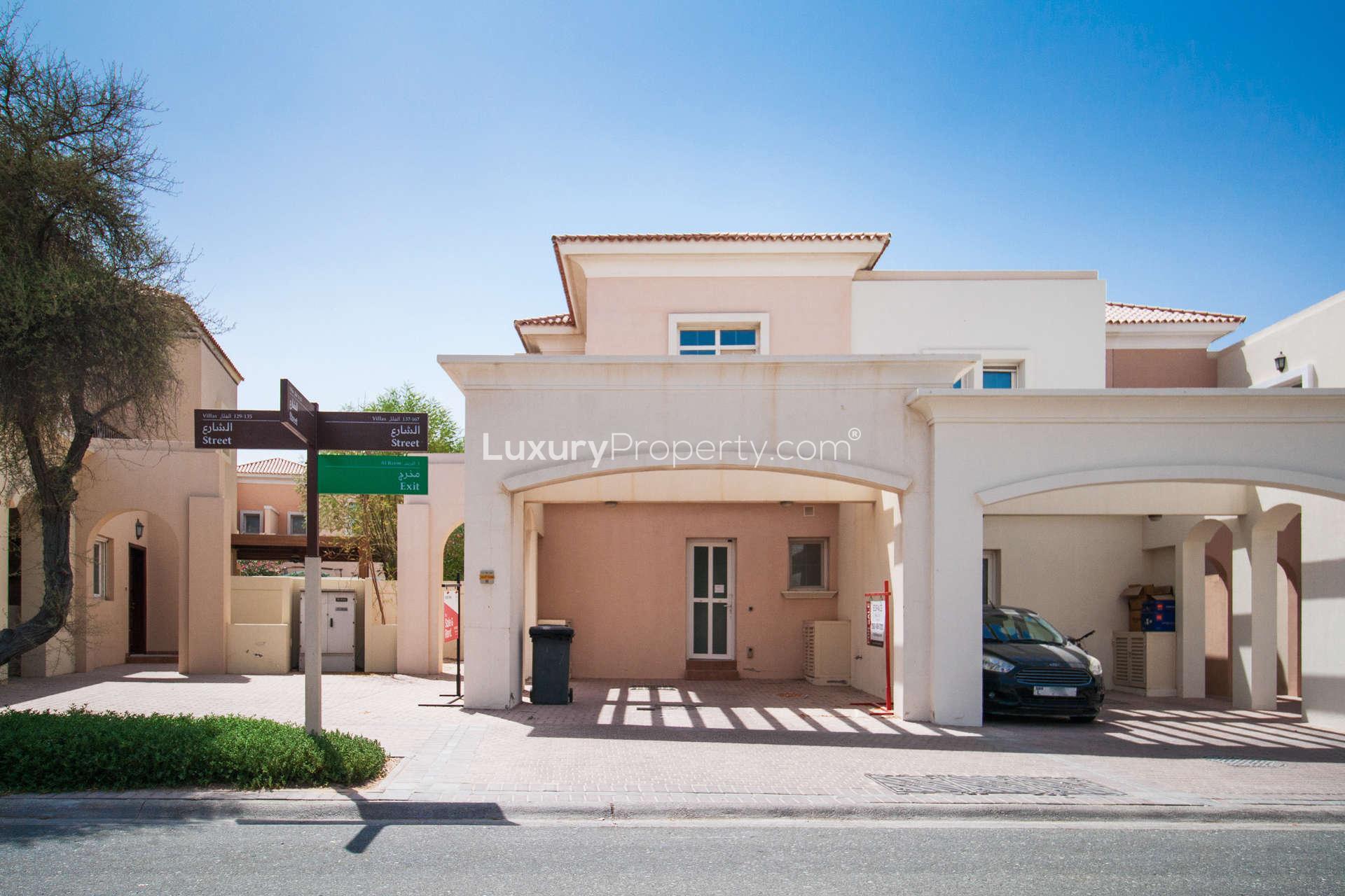Bright bedroom with large window in Al Reem townhouse, Arabian Ranches for rent