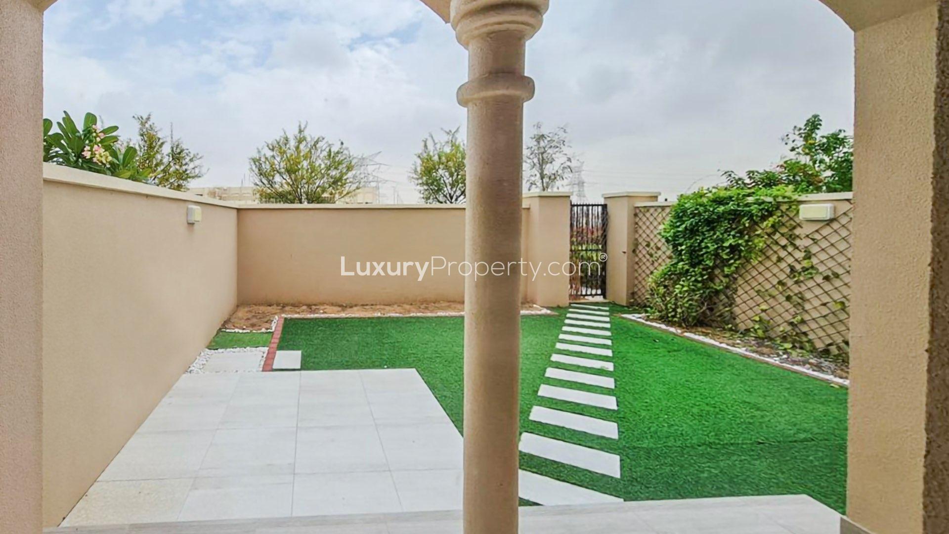 Modern 2-bedroom villa exterior in Serena Bella Casa, Dubailand, townhouse for sale