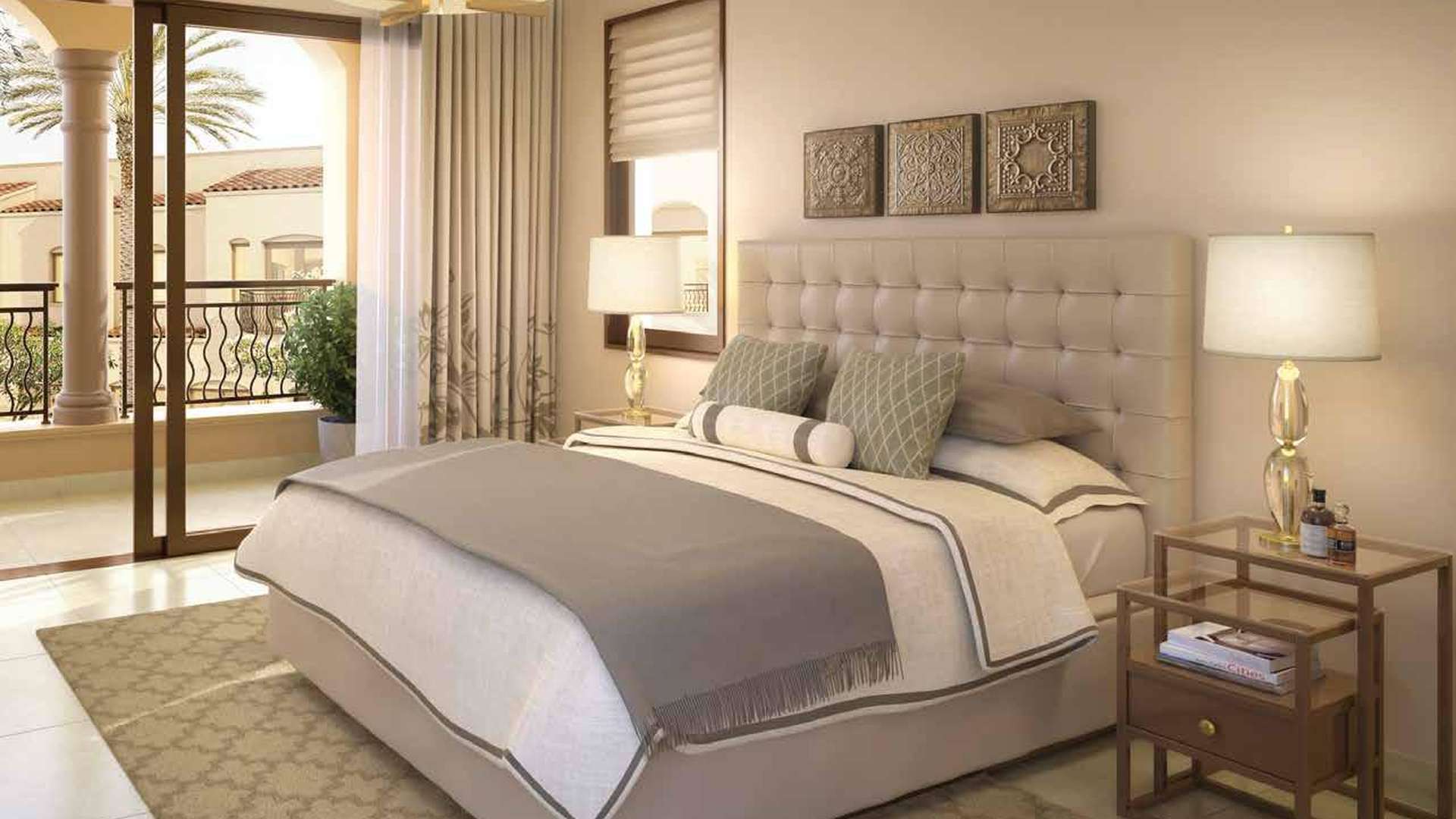 Modern kitchen in two-bedroom townhouse at Casa Viva, Serena, Dubailand. Spacious and elegant design