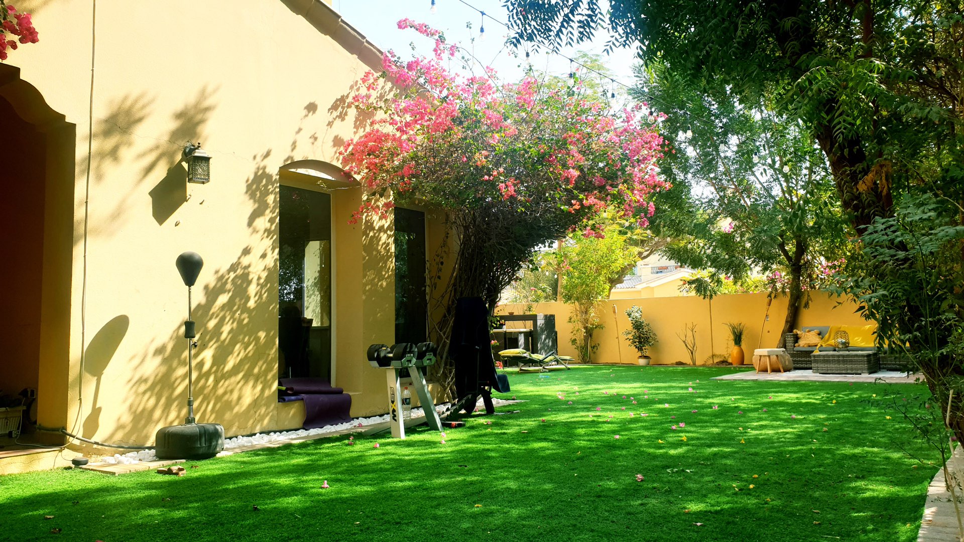 Luxurious garden view of two-bedroom villa in Palmera, Arabian Ranches townhouse for sale