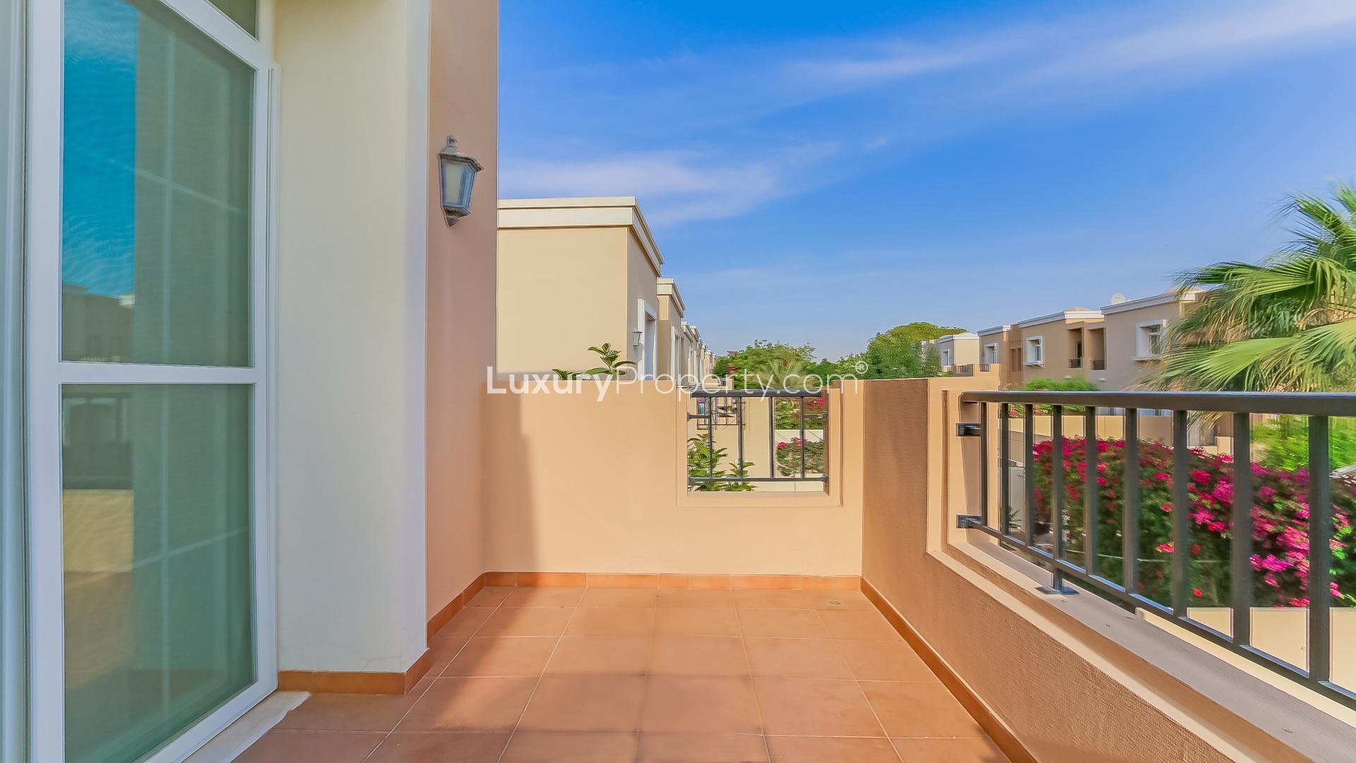 Exterior of 2-bedroom townhouse in Al Reem, Arabian Ranches with garden view