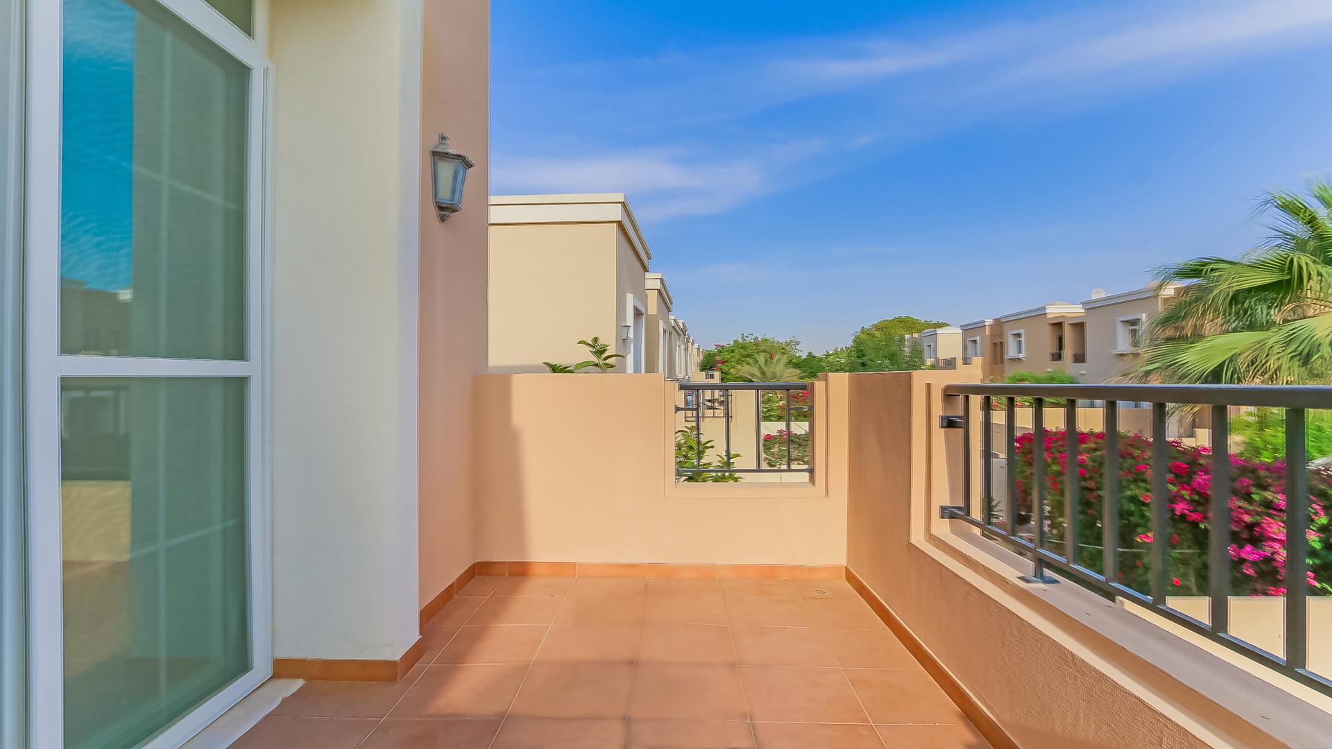 Exterior of 2-bedroom townhouse in Al Reem, Arabian Ranches with garden view