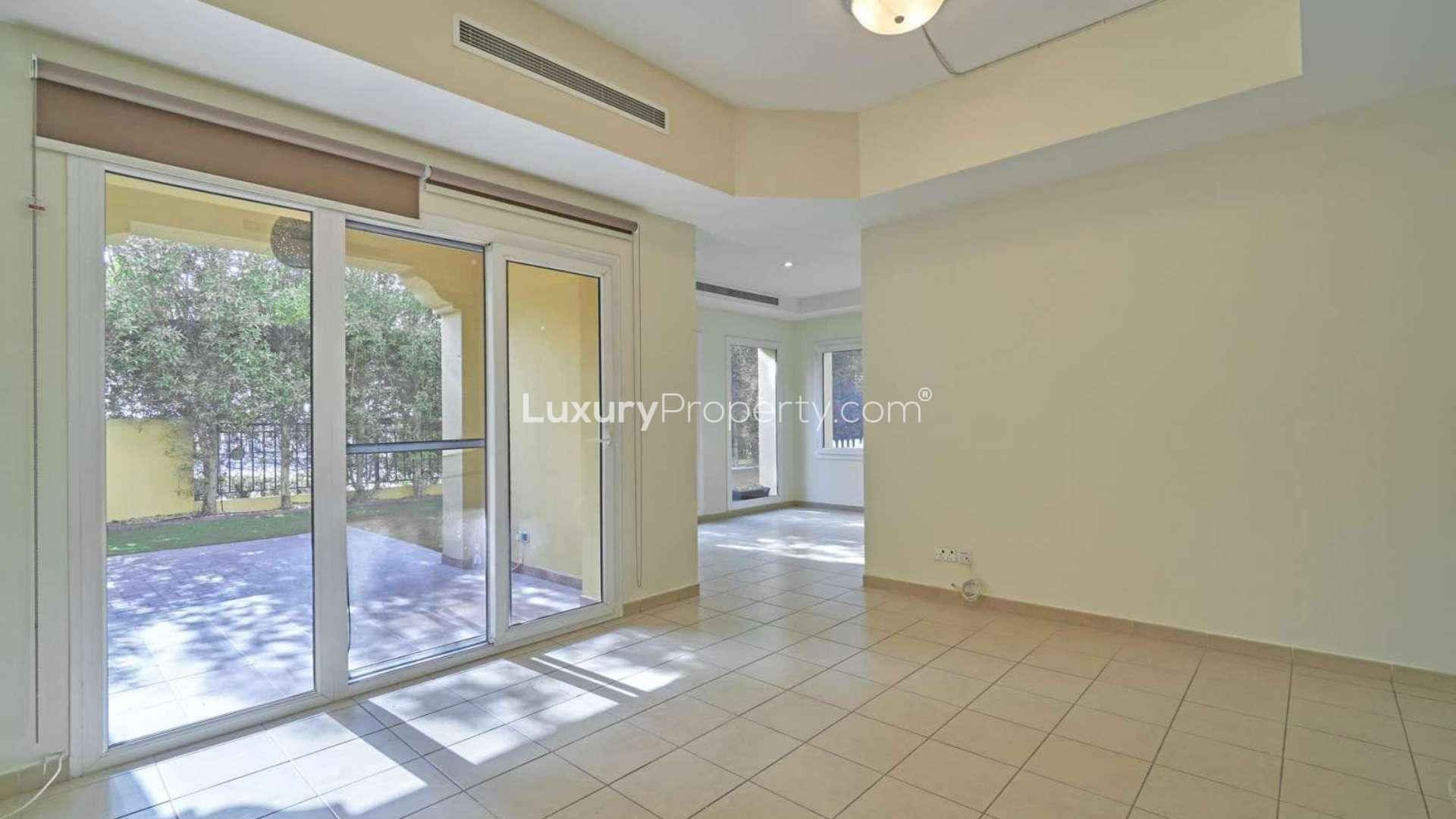 Villa view from balcony in Palmera 1, Arabian Ranches community. Spacious residential area