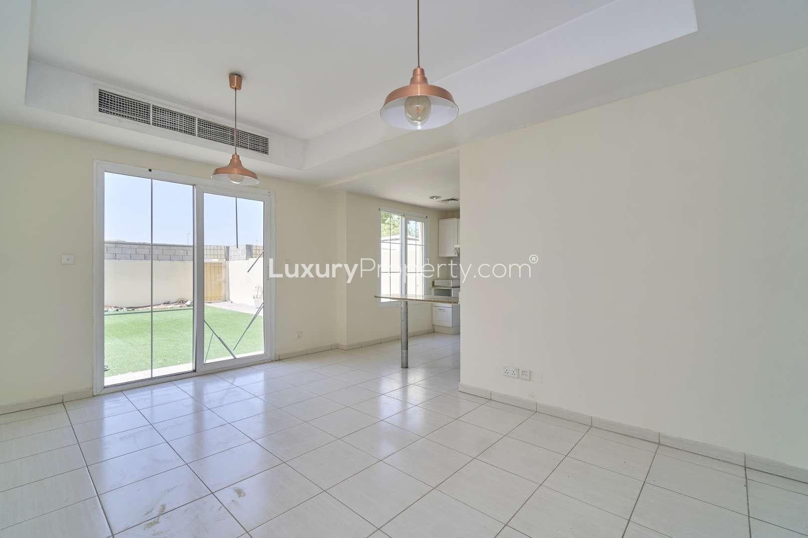 Rear view of spacious villa with private garden in Springs 8, Dubai for rent