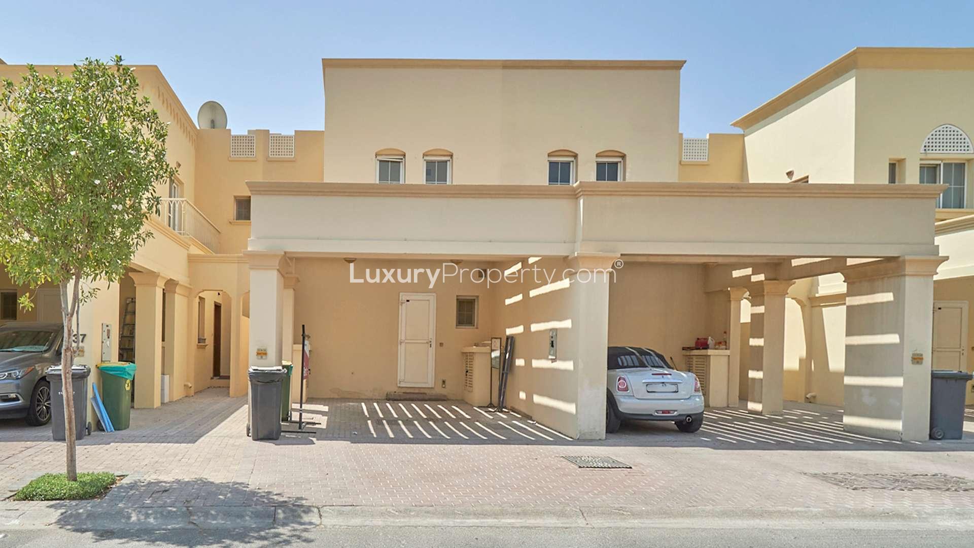 Exterior view of spacious villa in Springs 8, Dubai with private garden area