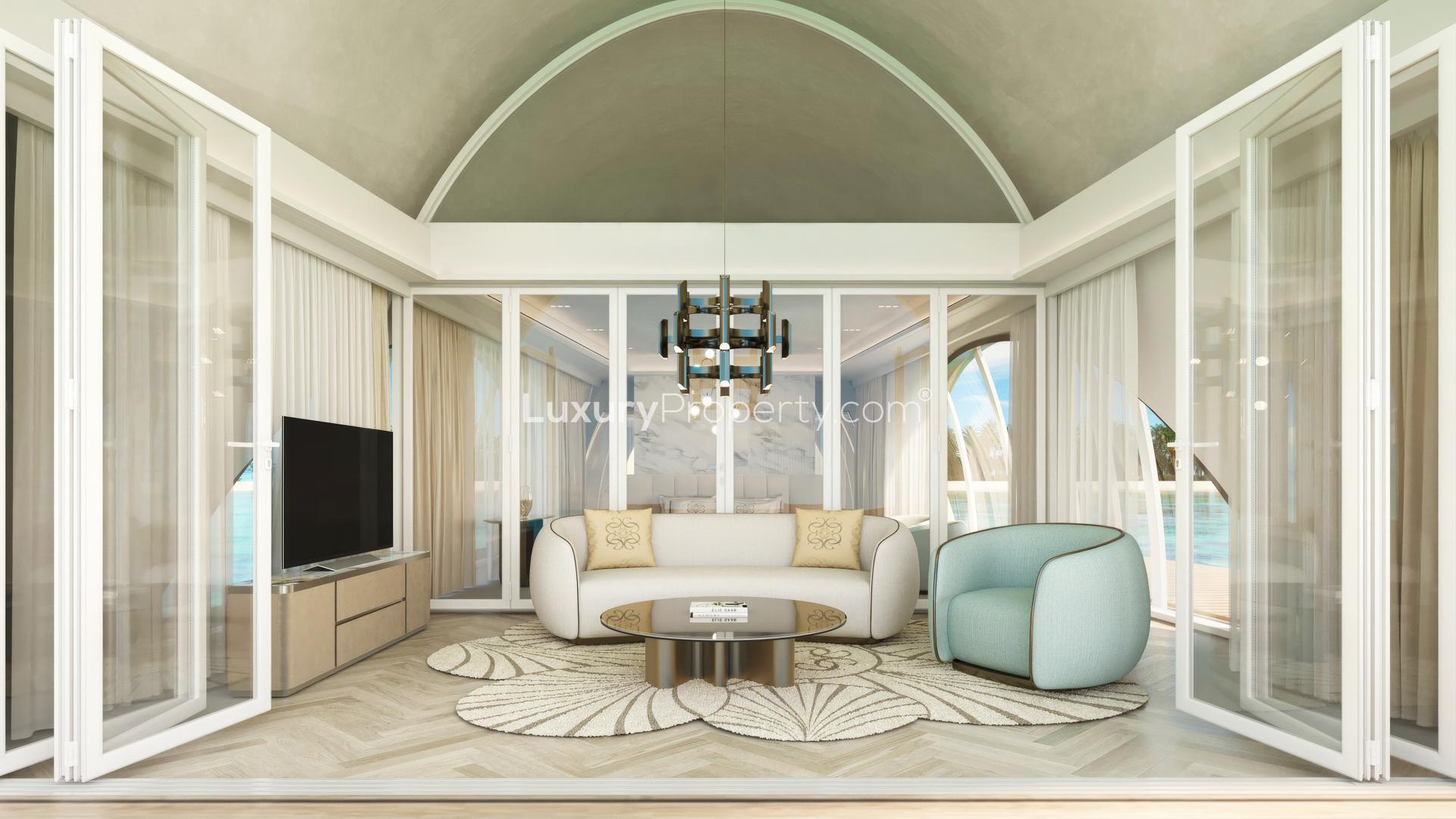 Luxury 2-bedroom water villa at Samana Ocean Views, Maldives, stunning sunset view