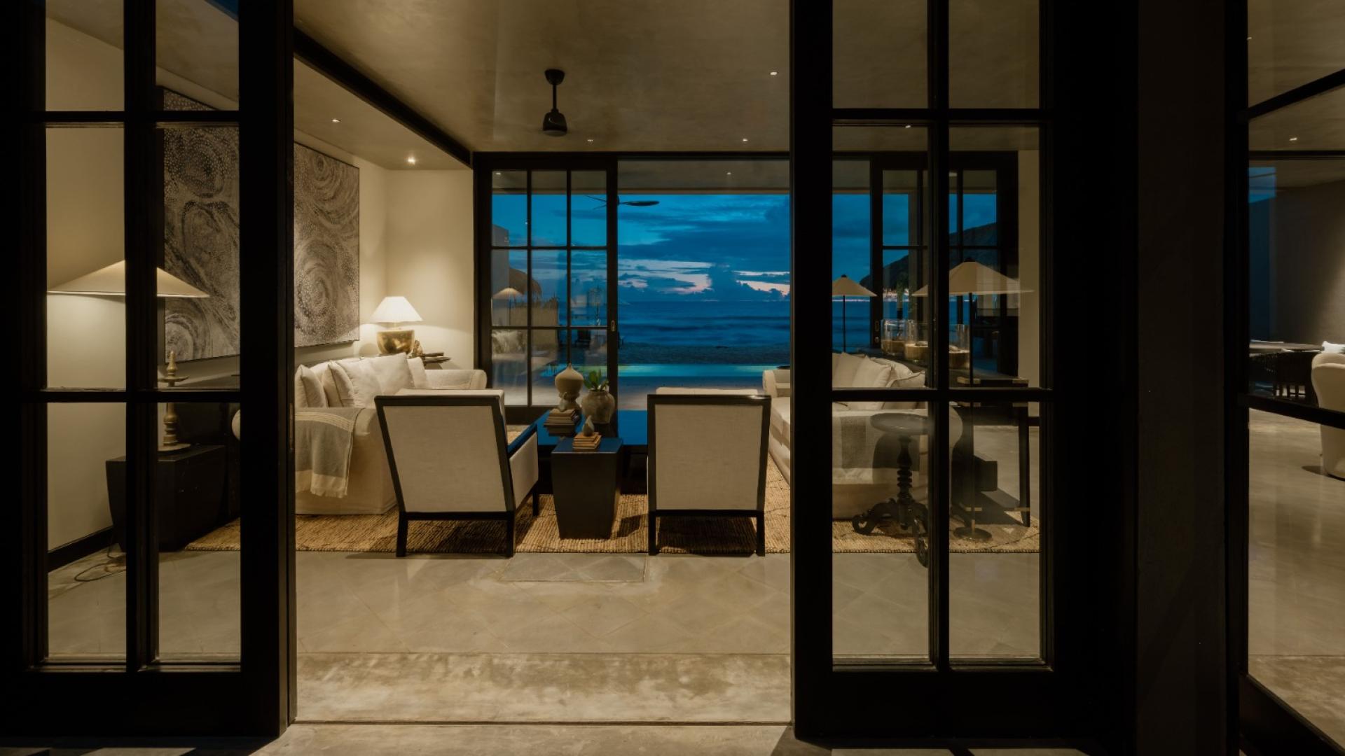 Luxurious living room with ocean view in Kaimu villa, Galle, for sale