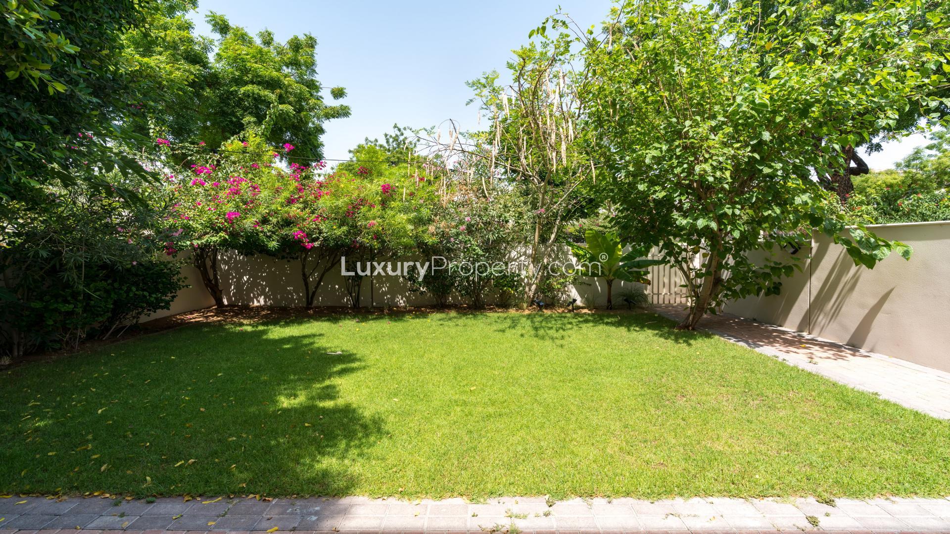 Dining area with garden view in Maeen villa, The Lakes, LP38816