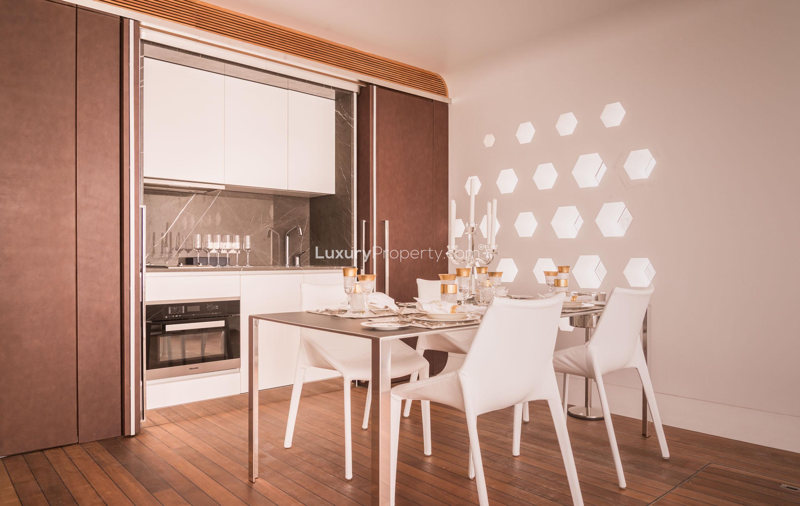 Furnished terrace with sun loungers in Floating Bentley Villa, The World Islands, Dubai