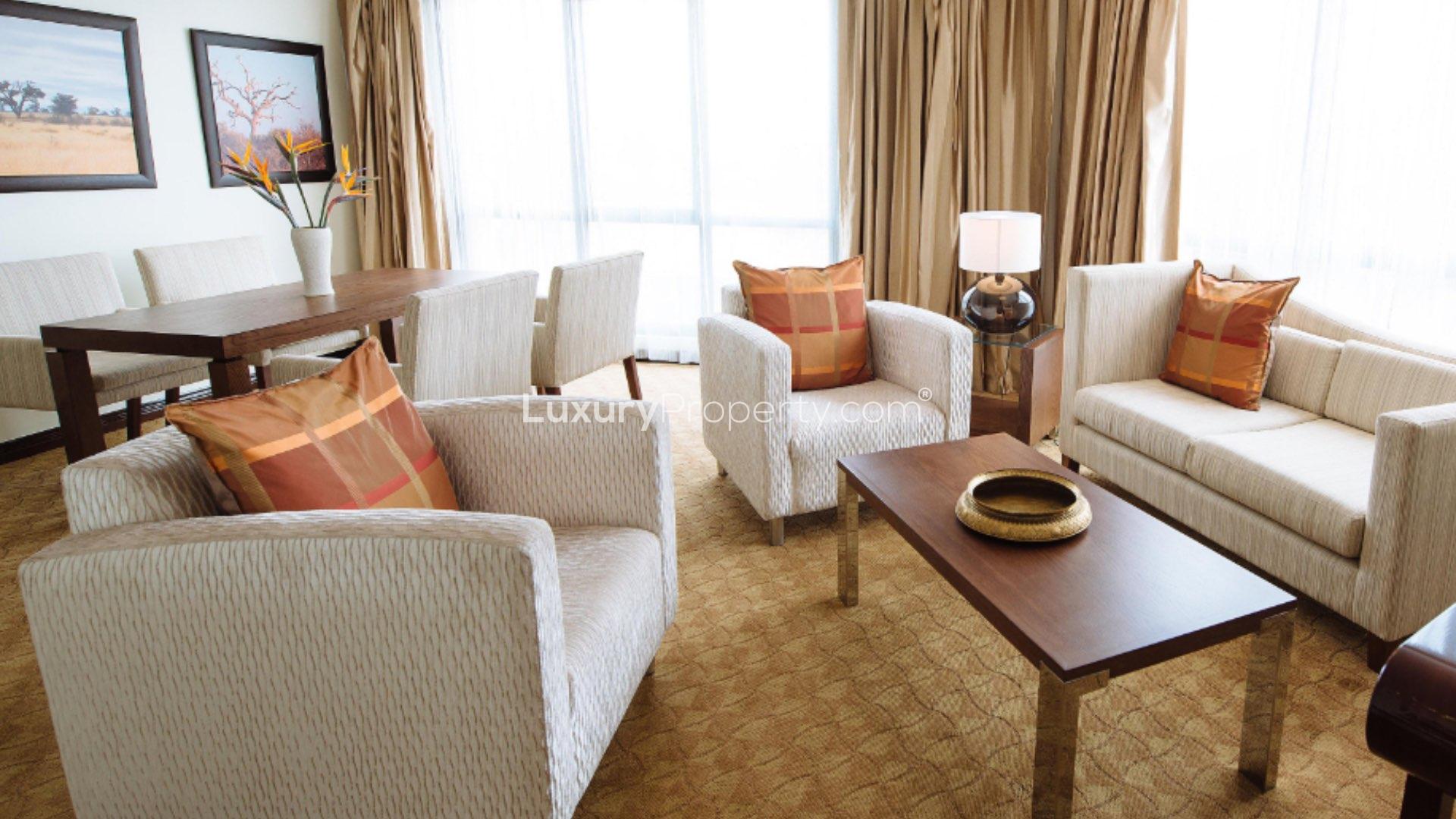 Luxurious hotel dining area in Nairobi's Upper Hill, featuring elegant decor and seating