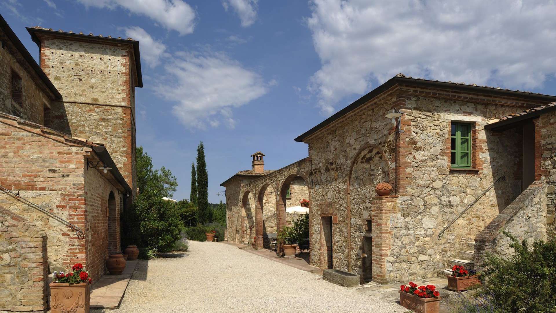 Villa Estate and Boutique Hotel in Siena, Borgo Bio community, exterior view