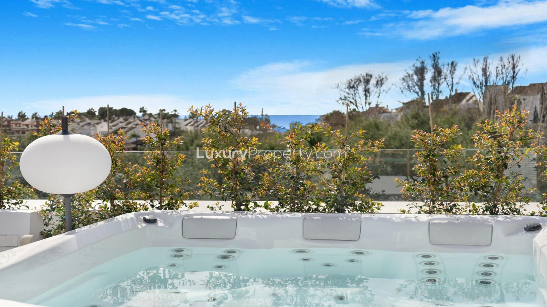 Luxurious living room in six-bedroom villa, Lomas del Marques, Marbella, with modern decor