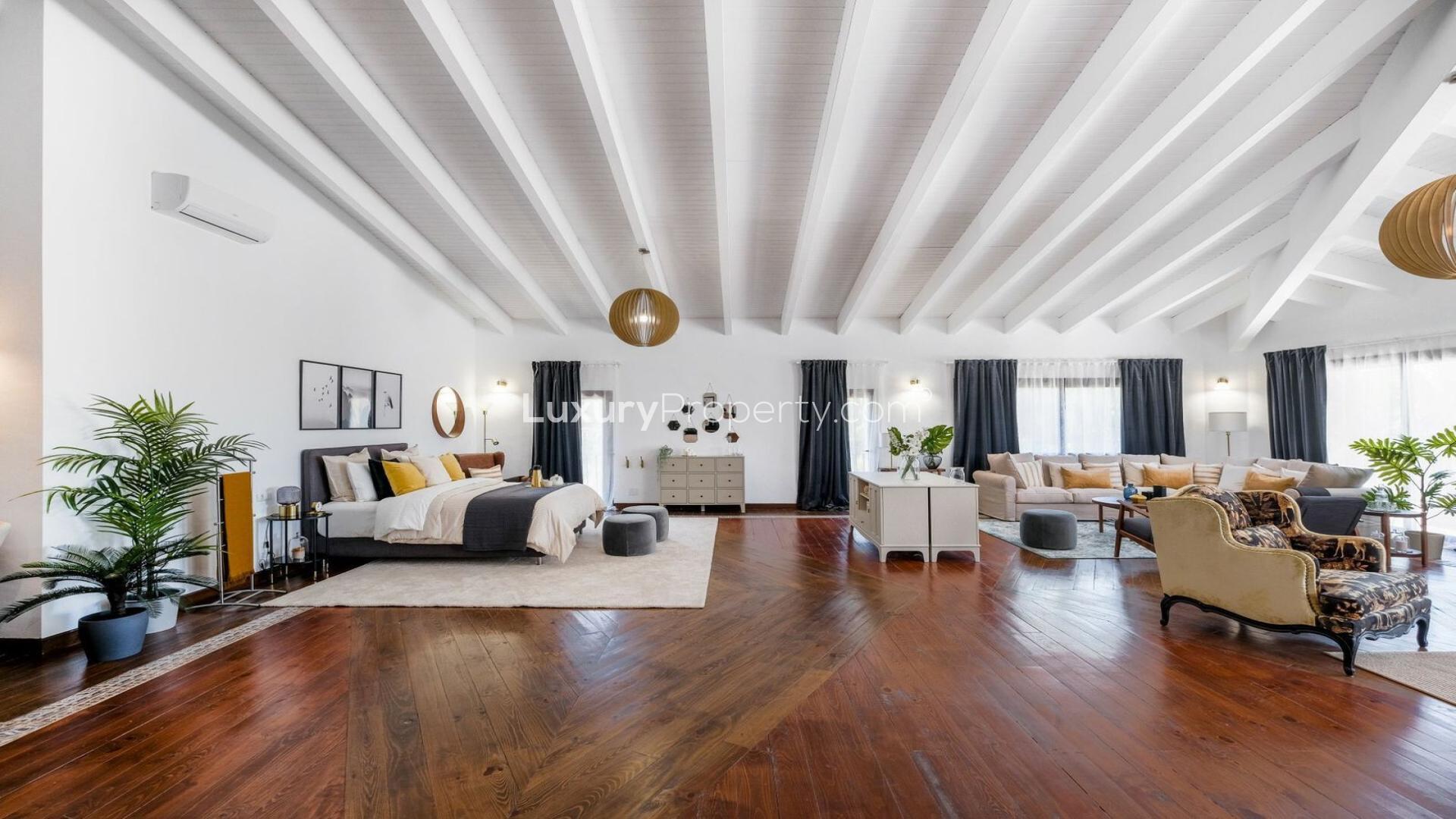 Luxury terrace with pool view at 10-bedroom villa in Atalaya de Rio Verde