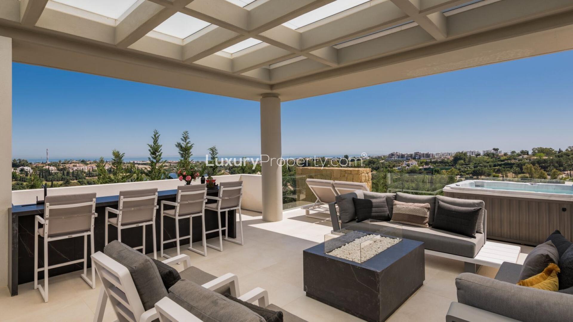 Luxurious infinity pool view at detached villa in Benahavís, Málaga, Spain