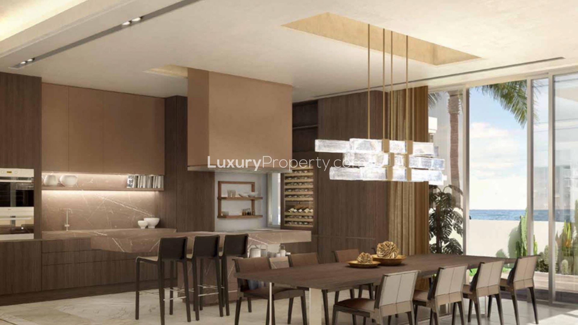 Modern living and dining area in Palm Jumeirah apartment with ocean view, Palm Beach Towers